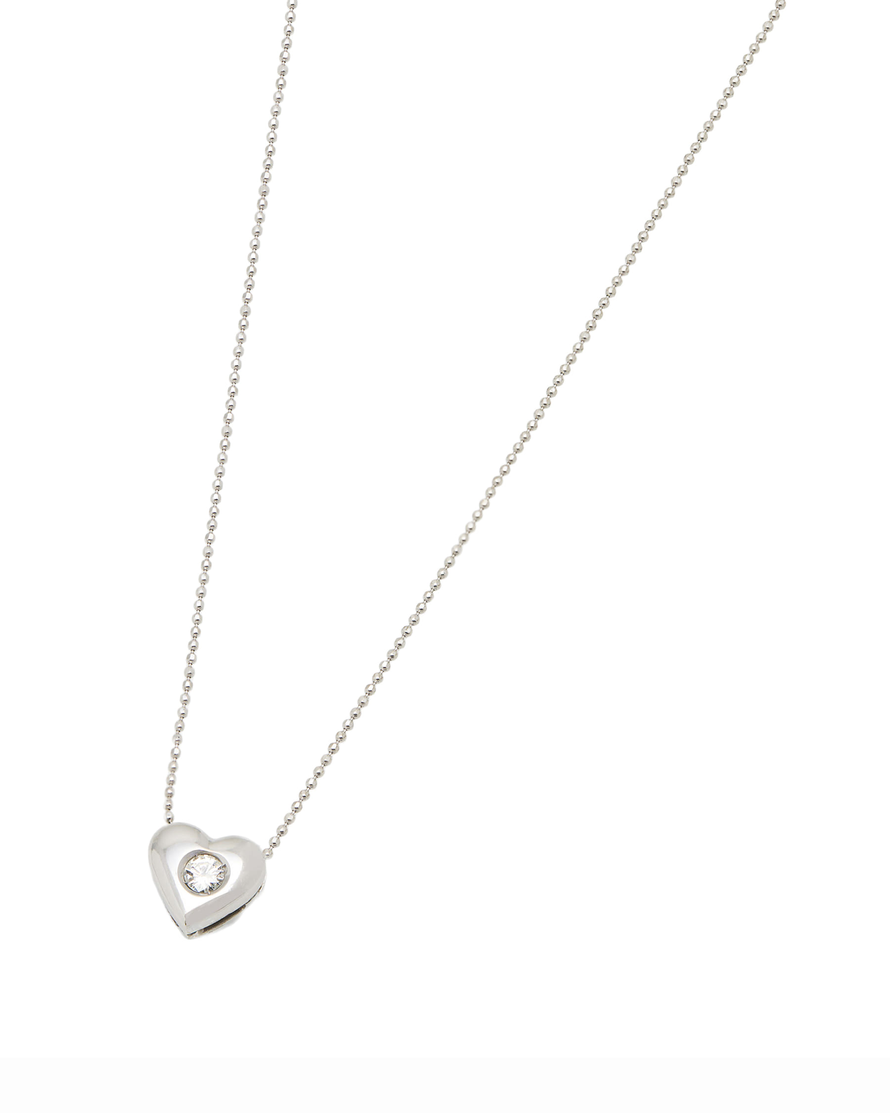 Catenina a palline con ciondolo punto luce a cuore con diamante-1