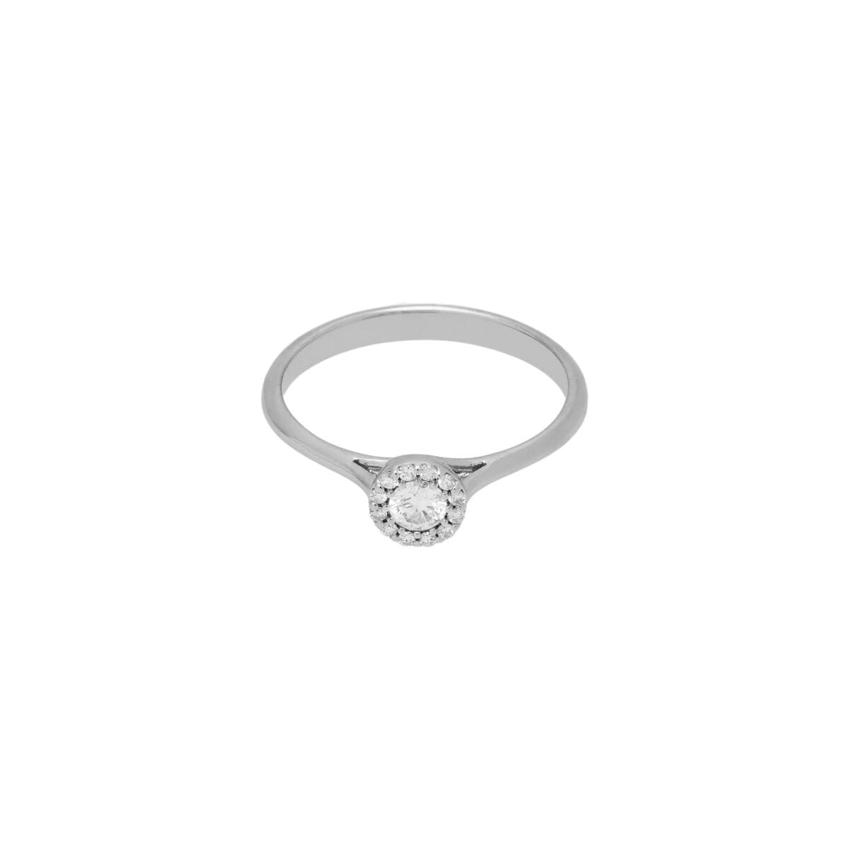 Anello solitario halo in oro bianco con diamanti-1