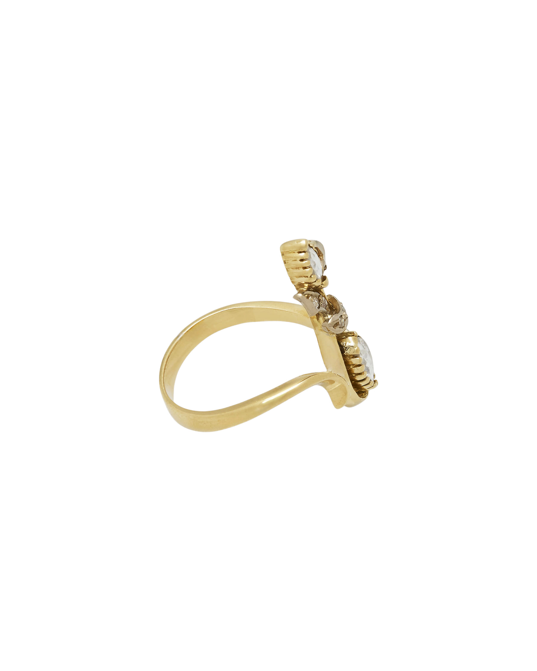 Anello design vintage in oro giallo con diamanti marquise-2