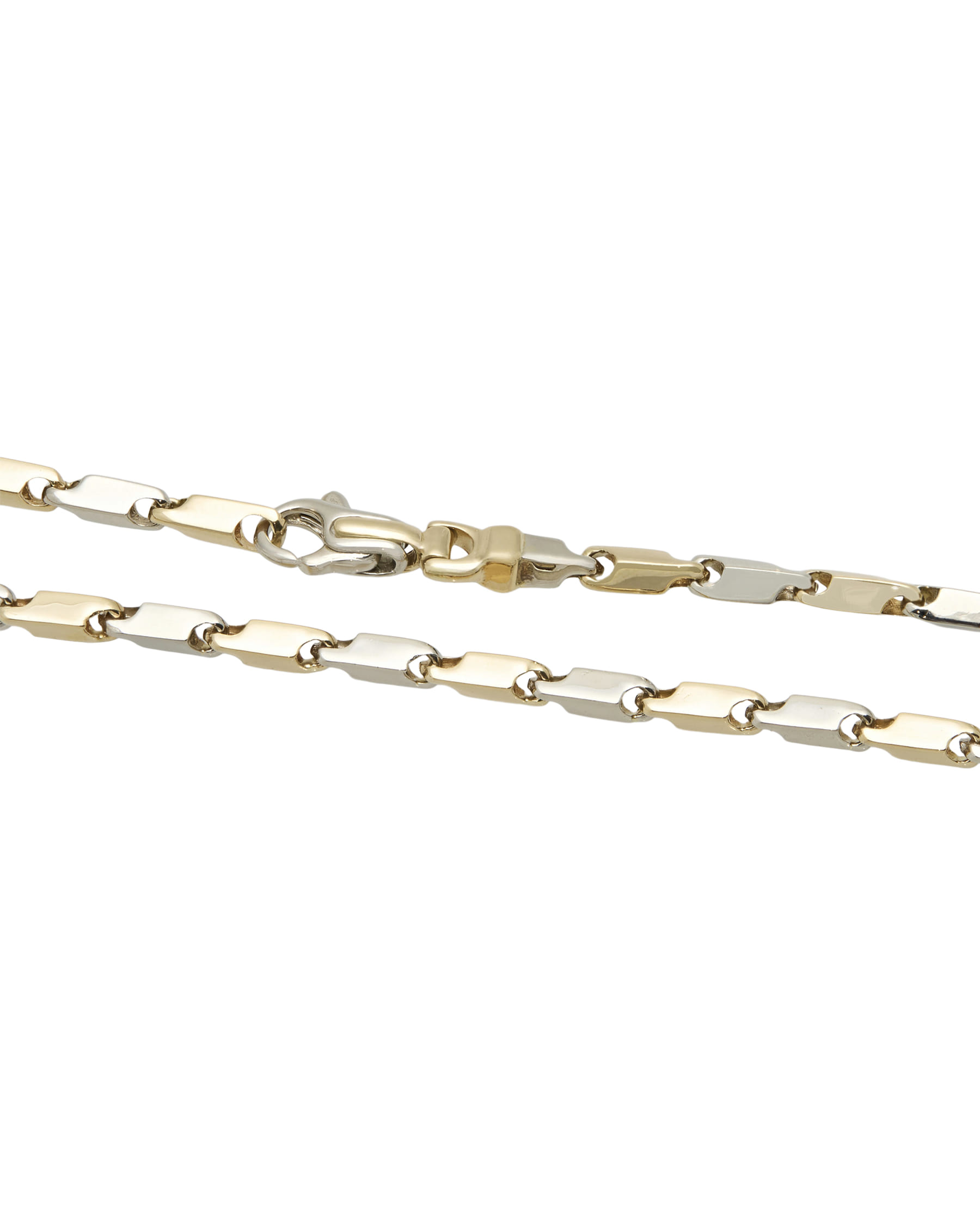 Collana maglia chicchi di riso grande in oro giallo e bianco-2