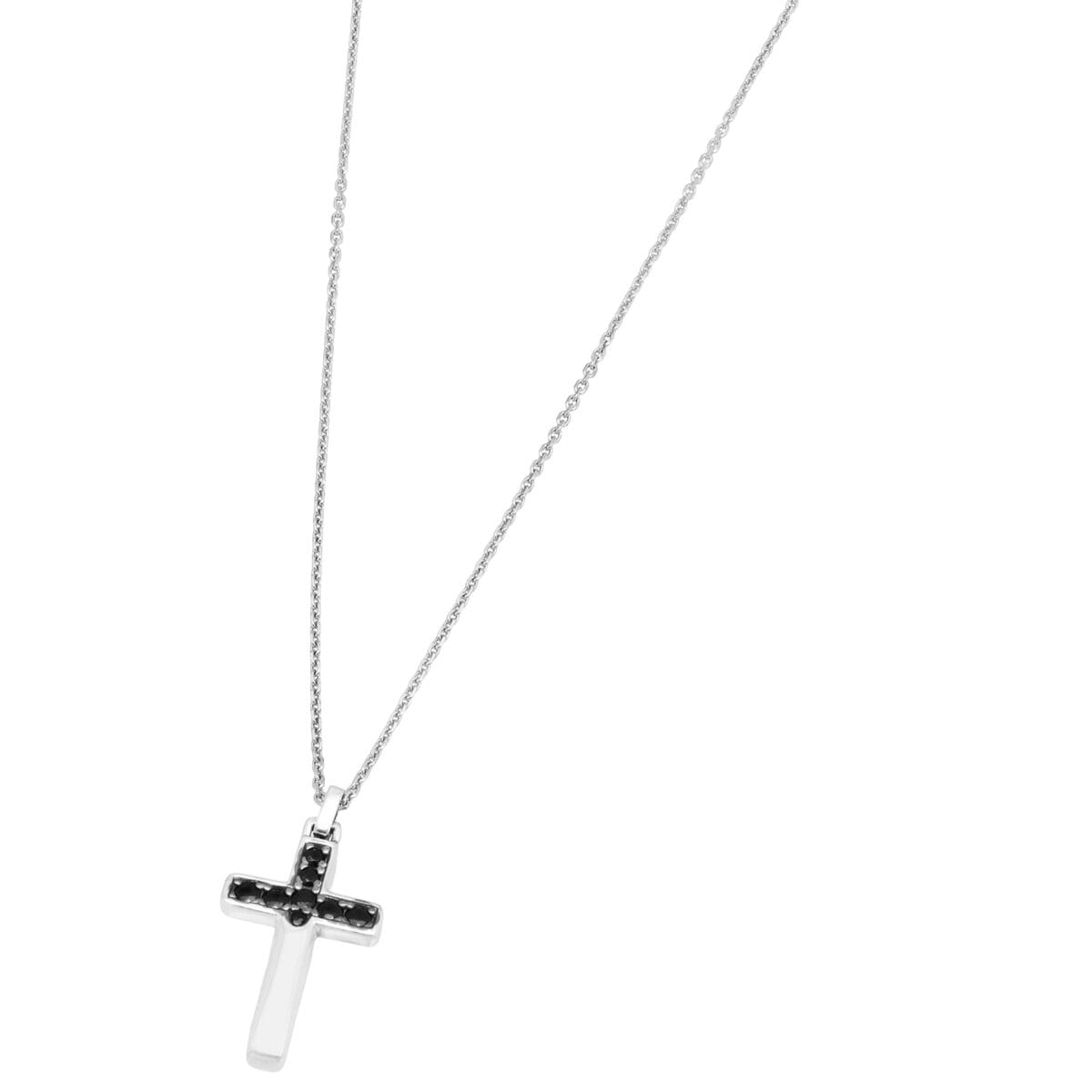 Collana zancan in argento con pendente a croce e spinelli neri-1