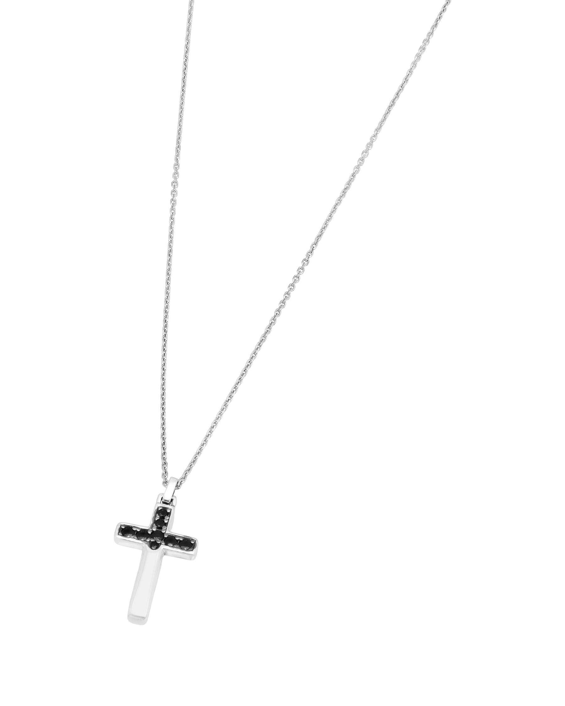 Collana zancan in argento con pendente a croce e spinelli neri-1