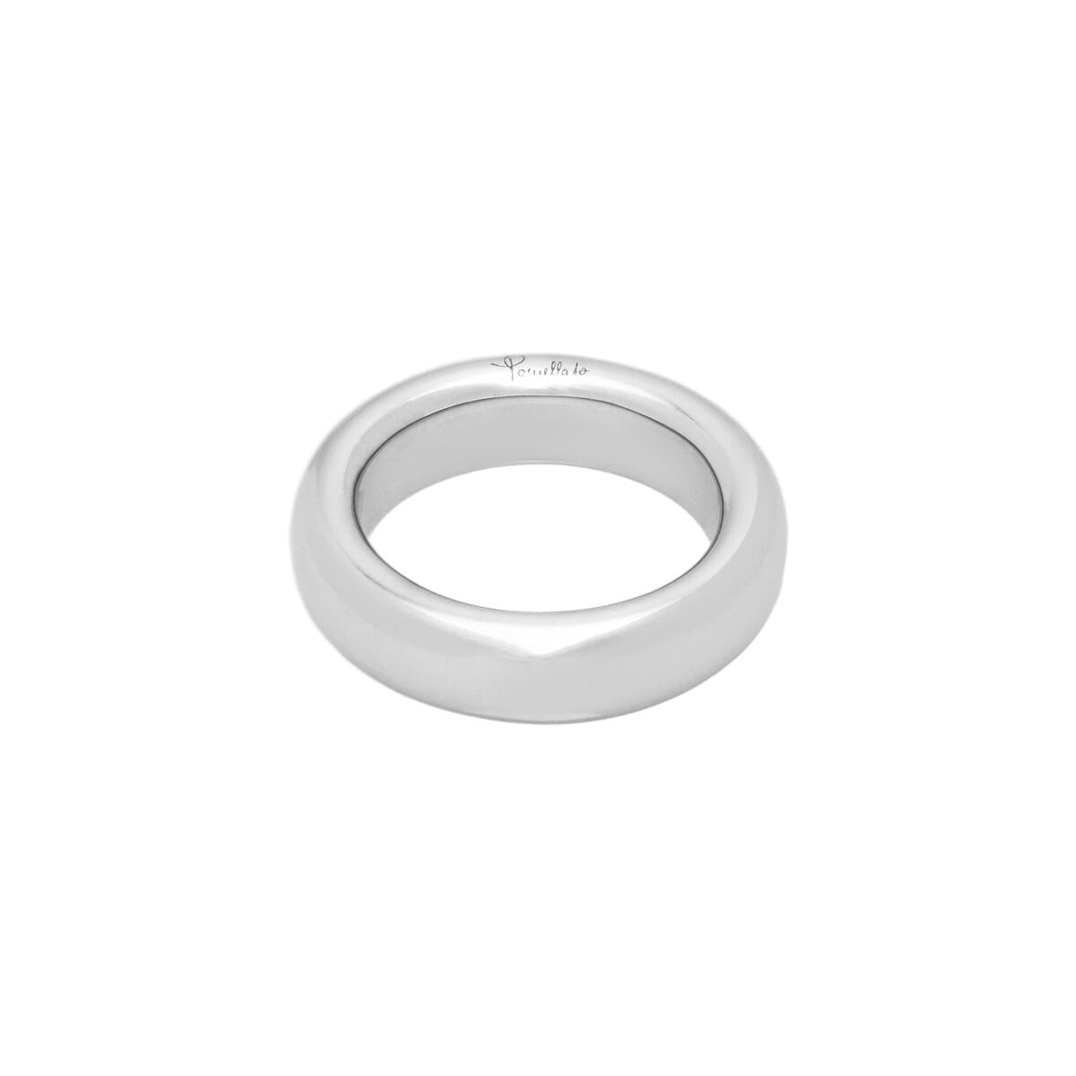 Anello fede bombata pomellato in oro bianco 18 kt-1