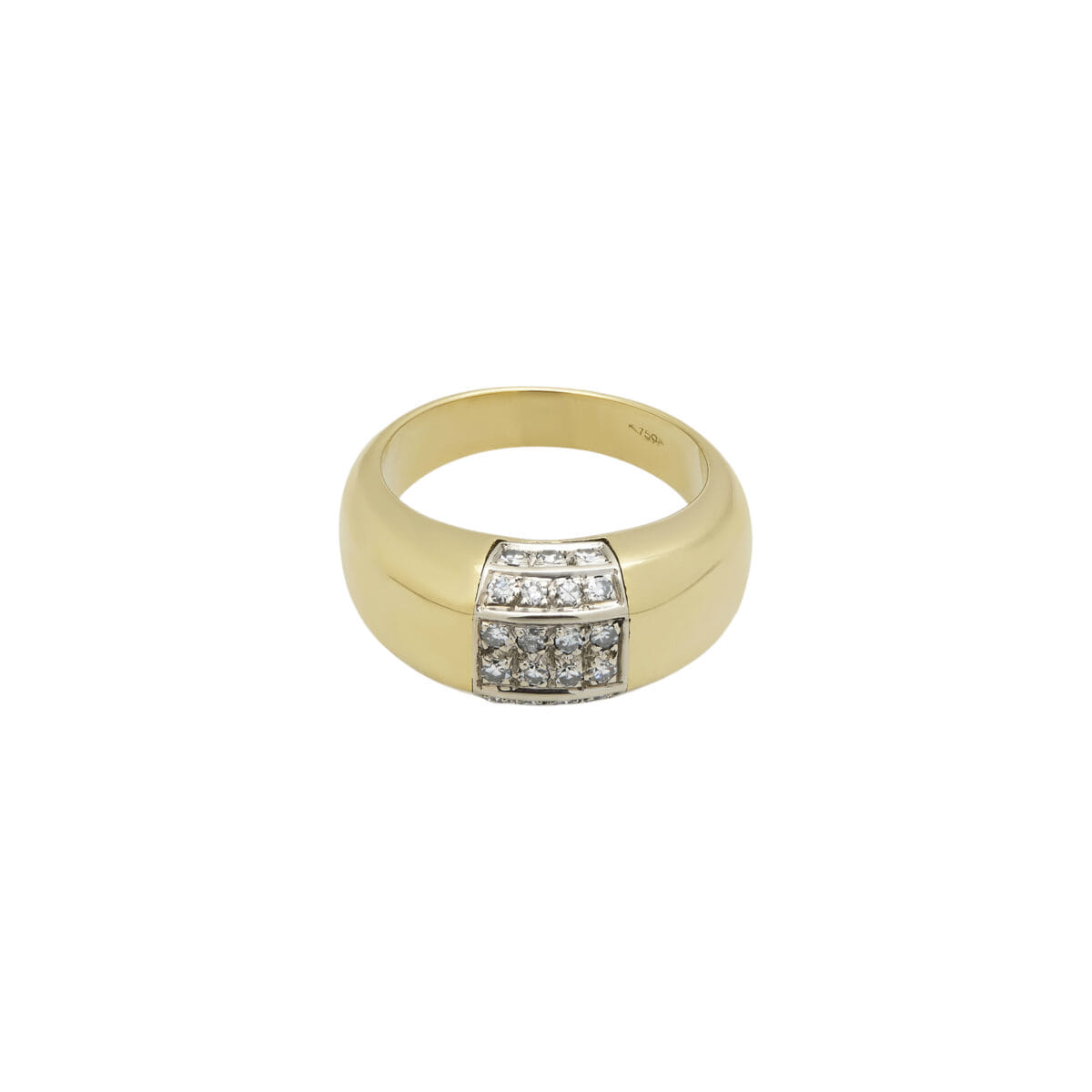 Anello fascia geometrica con diamanti centrali in oro bianco e giallo-1