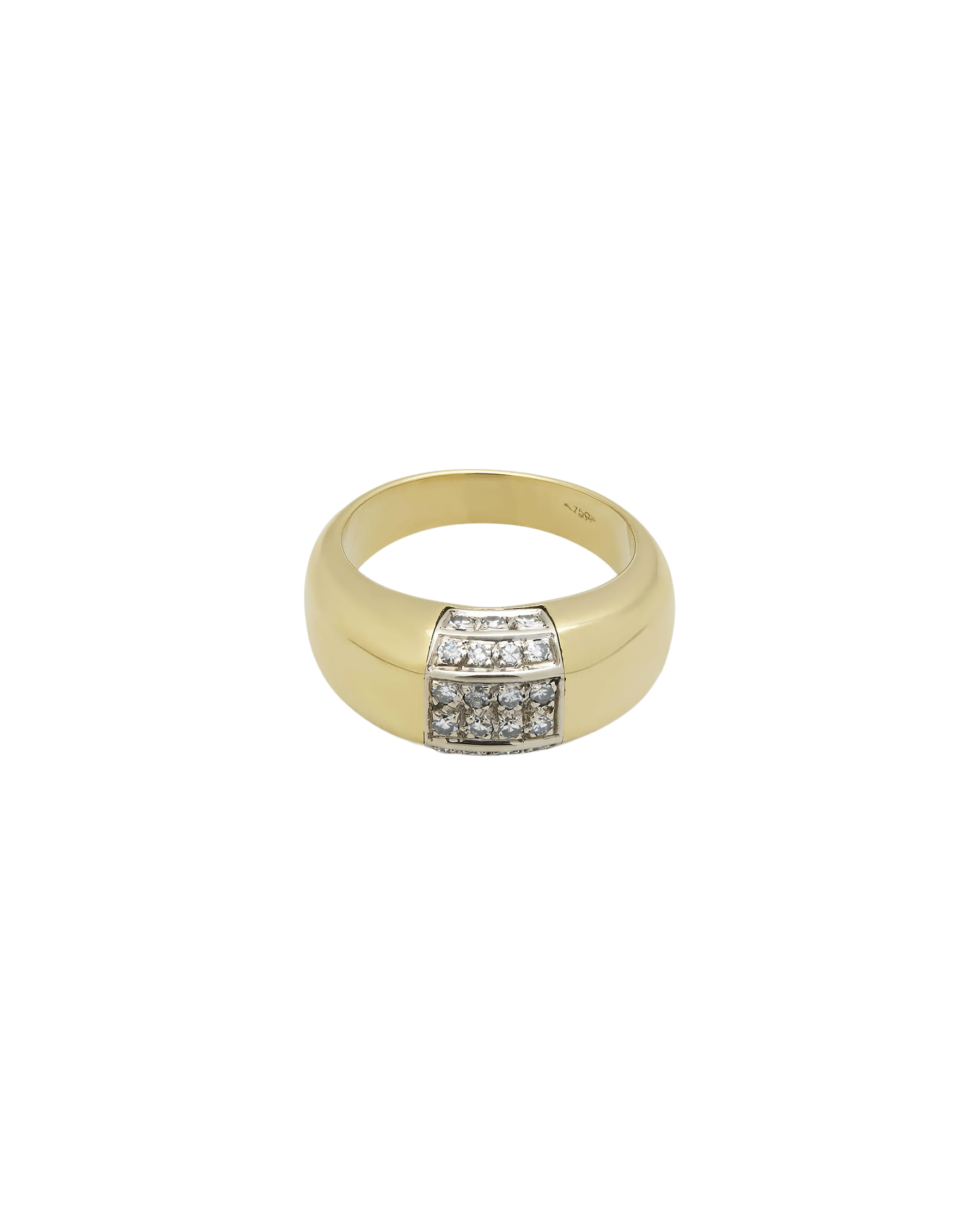 Anello fascia geometrica con diamanti centrali in oro bianco e giallo-1