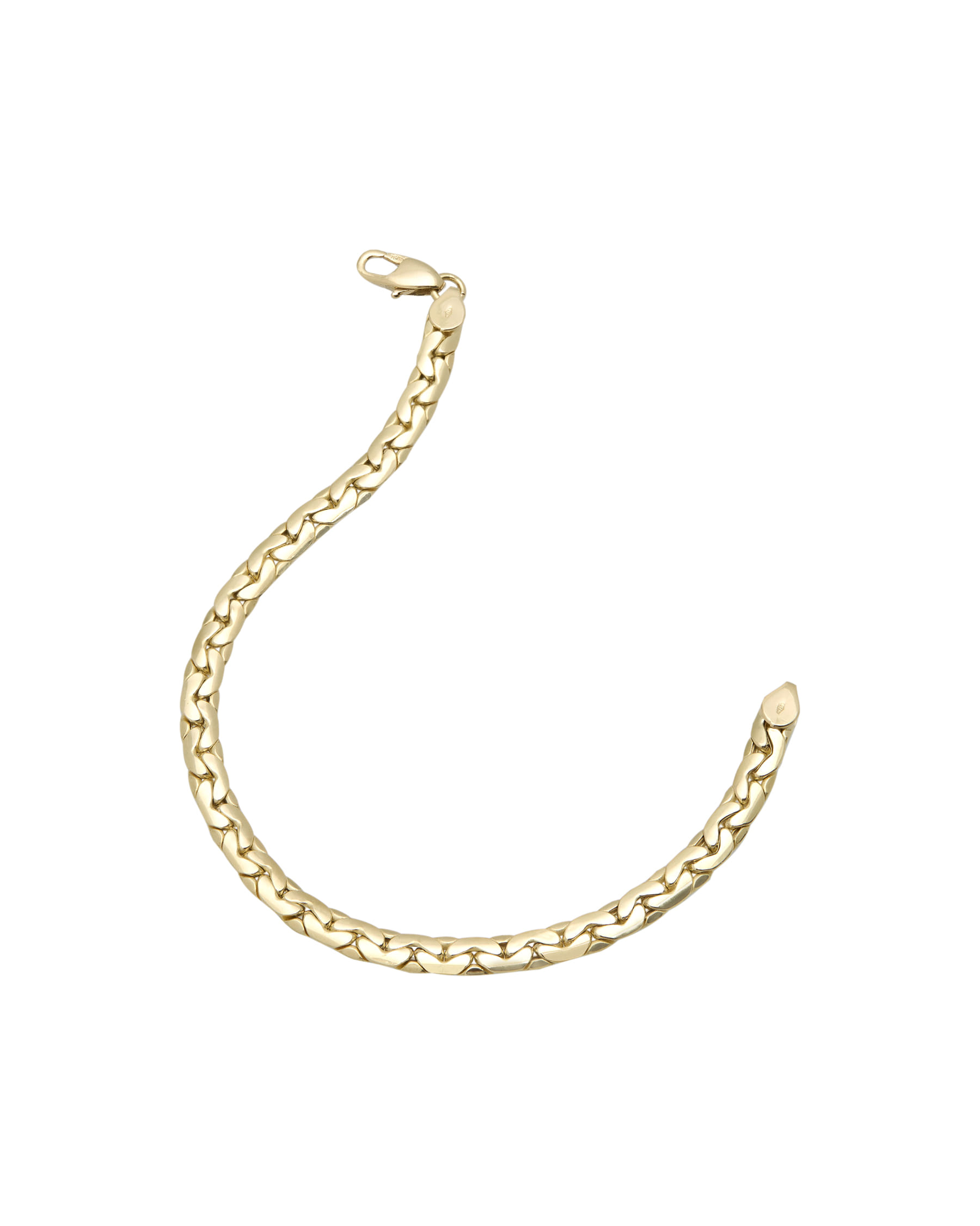 Bracciale in oro giallo con maglia groumette piatta-2