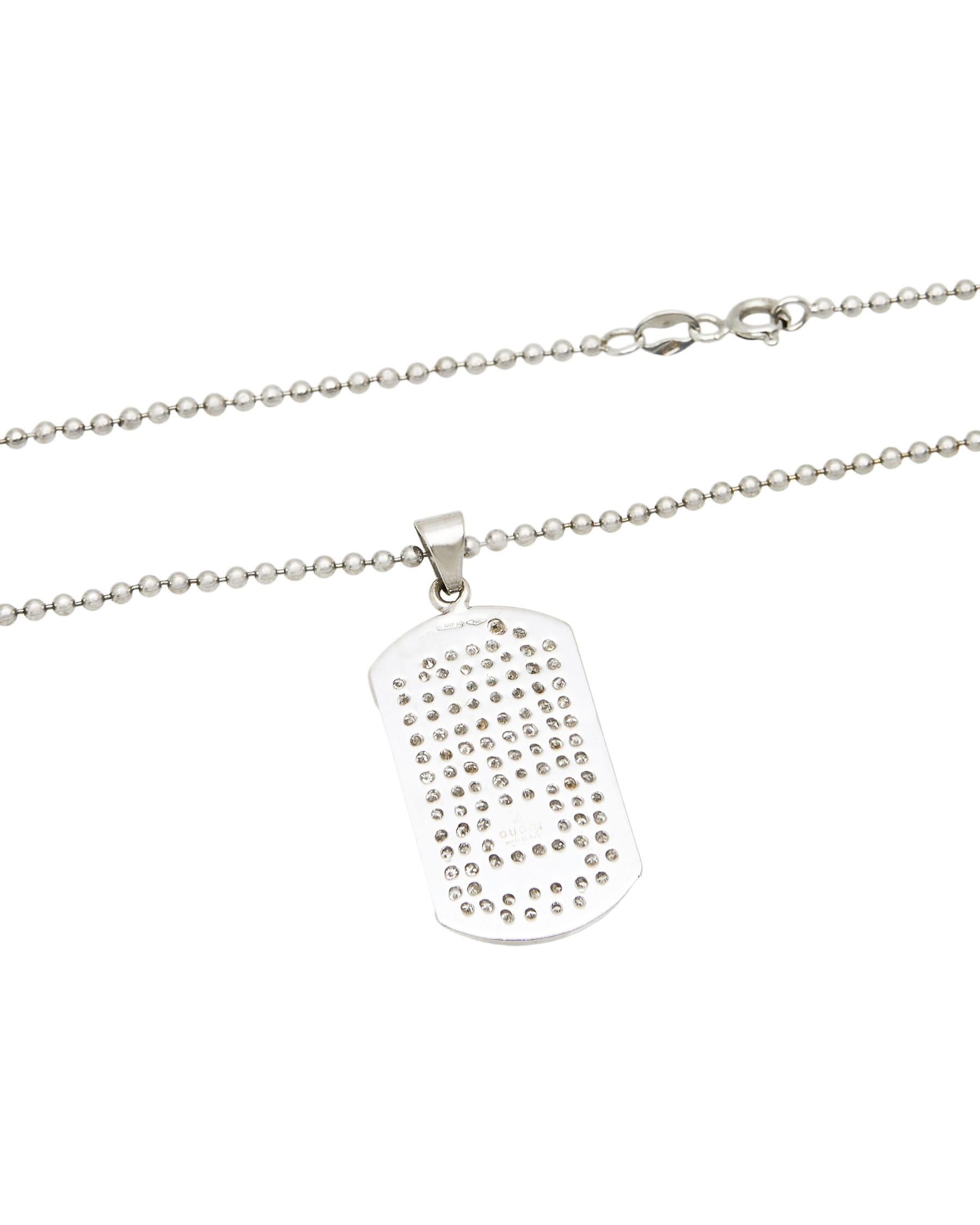 Collana gucci a palline con ciondolo dog tag in oro con diamanti-2