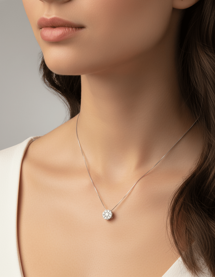 Catenina punto luce magic in oro bianco e diamanti-3