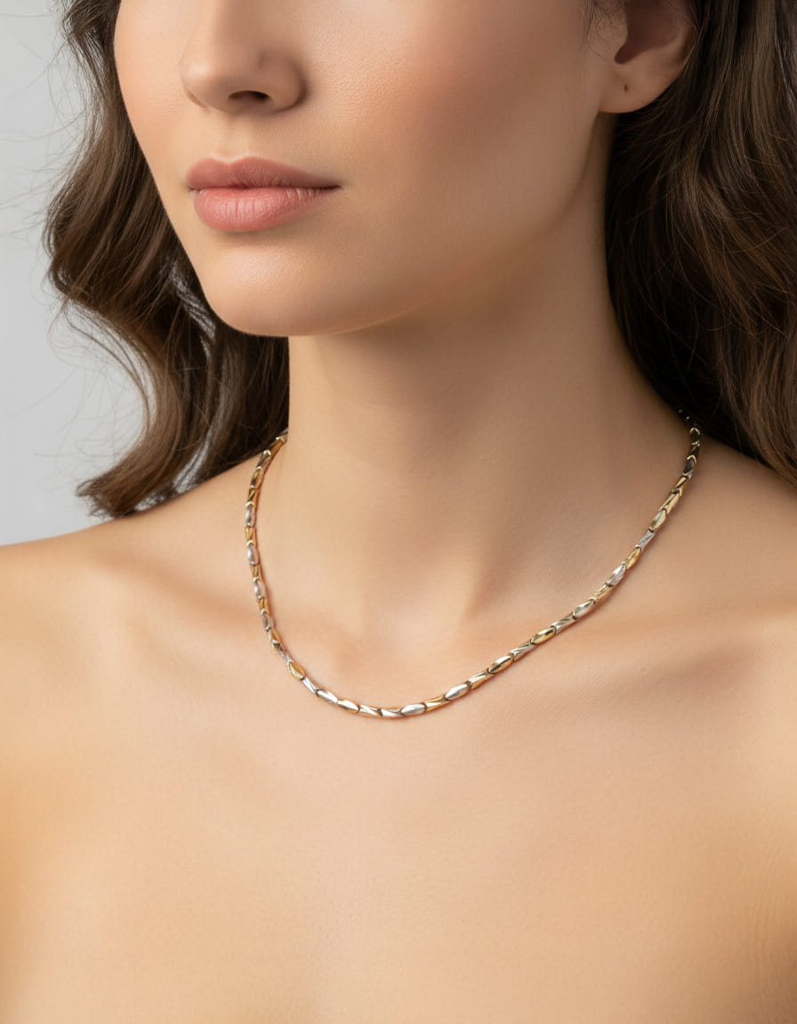 Collana maistrello in oro bianco e giallo 18 kt-3