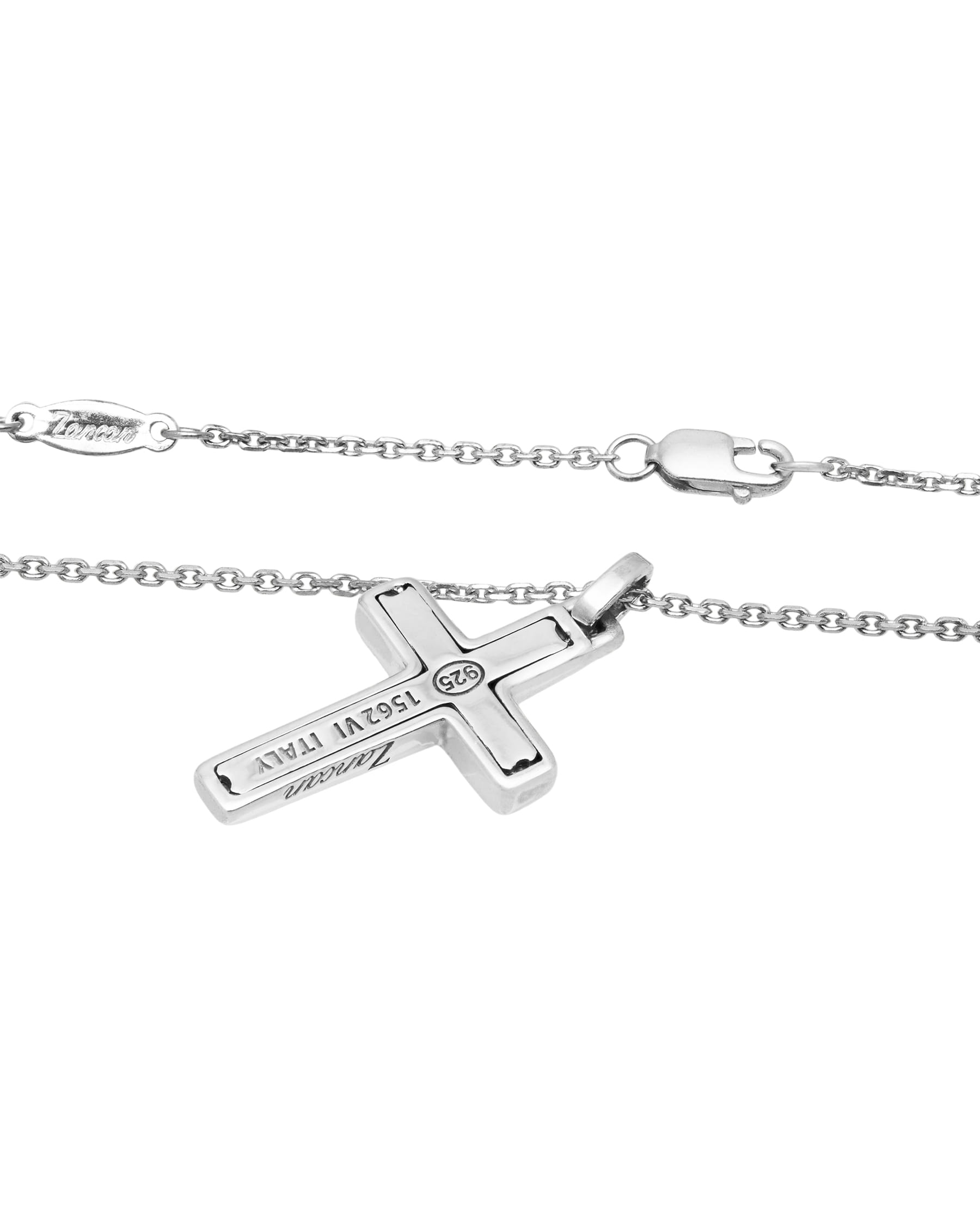 Collana zancan in argento con pendente a croce e spinelli neri-2