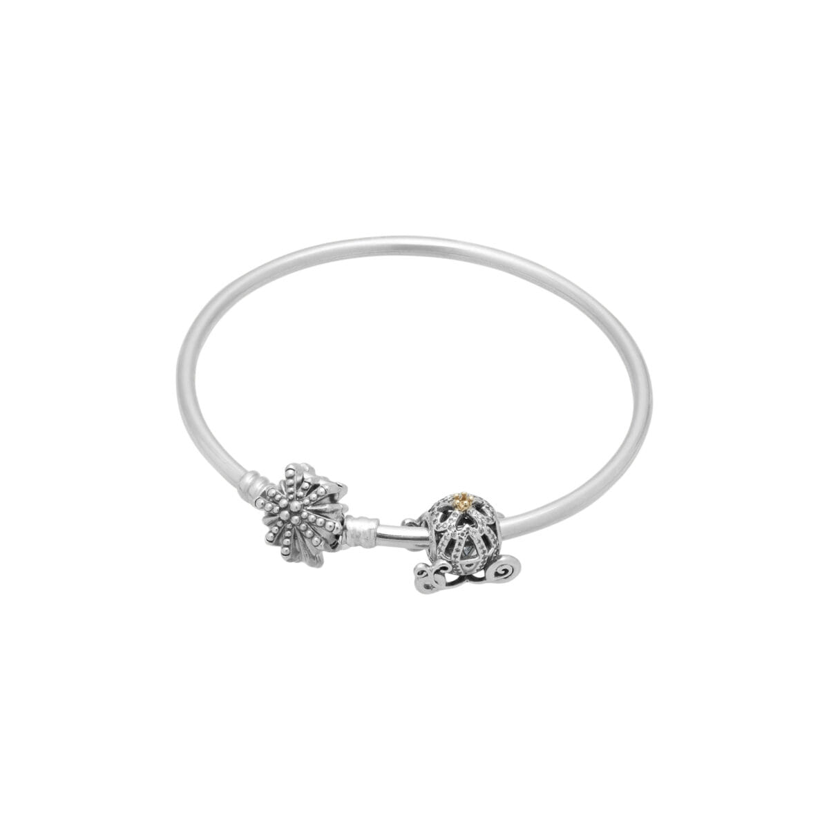 Bracciale pandora fuochi d'artificio con charm carrozza disney in argento-1