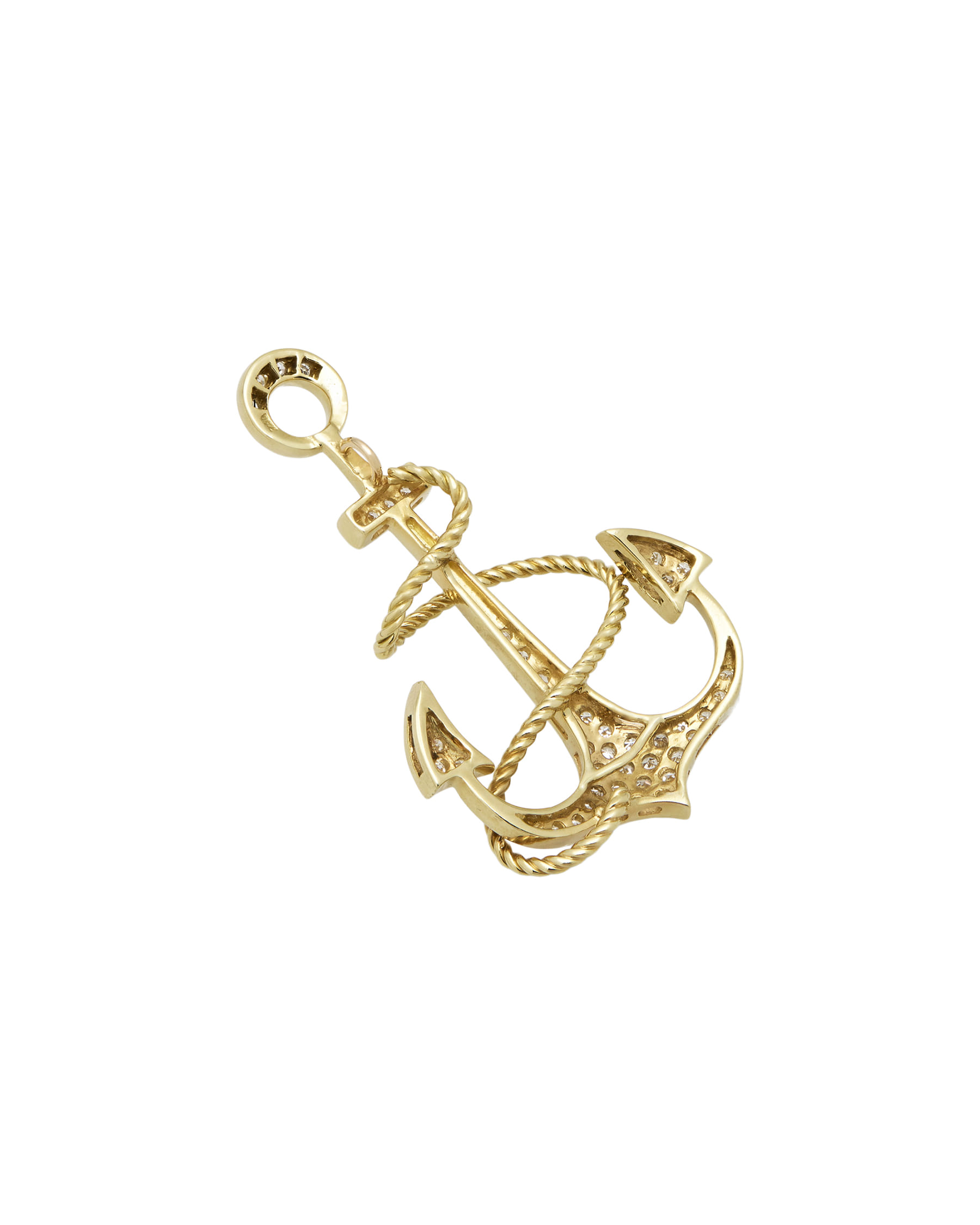 Ciondolo ancora in oro giallo con diamanti-2