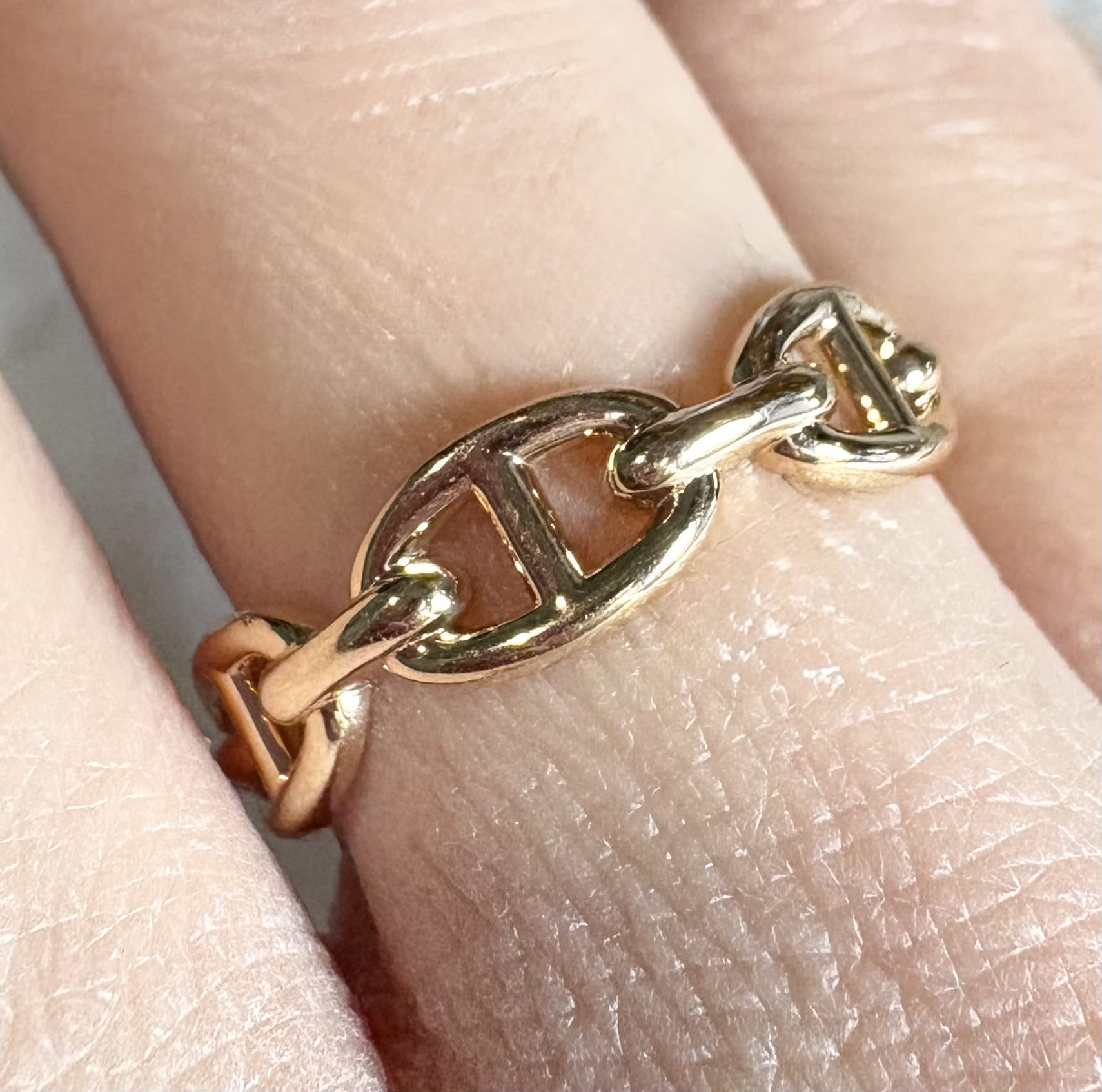 Anello hermes chaîne d’ancre enchaînée in oro rosa-3