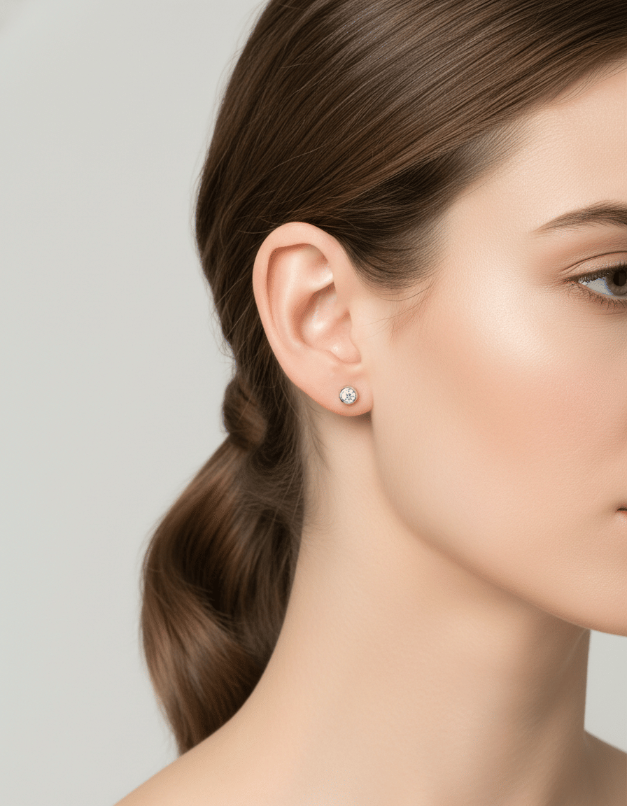 Orecchini punto luce cipollino in oro bianco e diamanti 0,08 ct-3