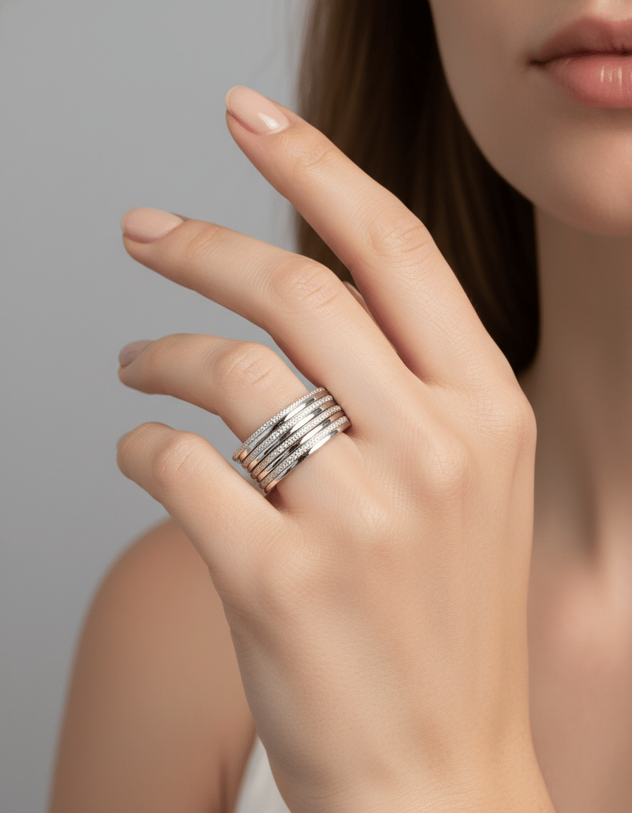 Anelli componibili pianegonda in argento 925 lucido e lavorato-3