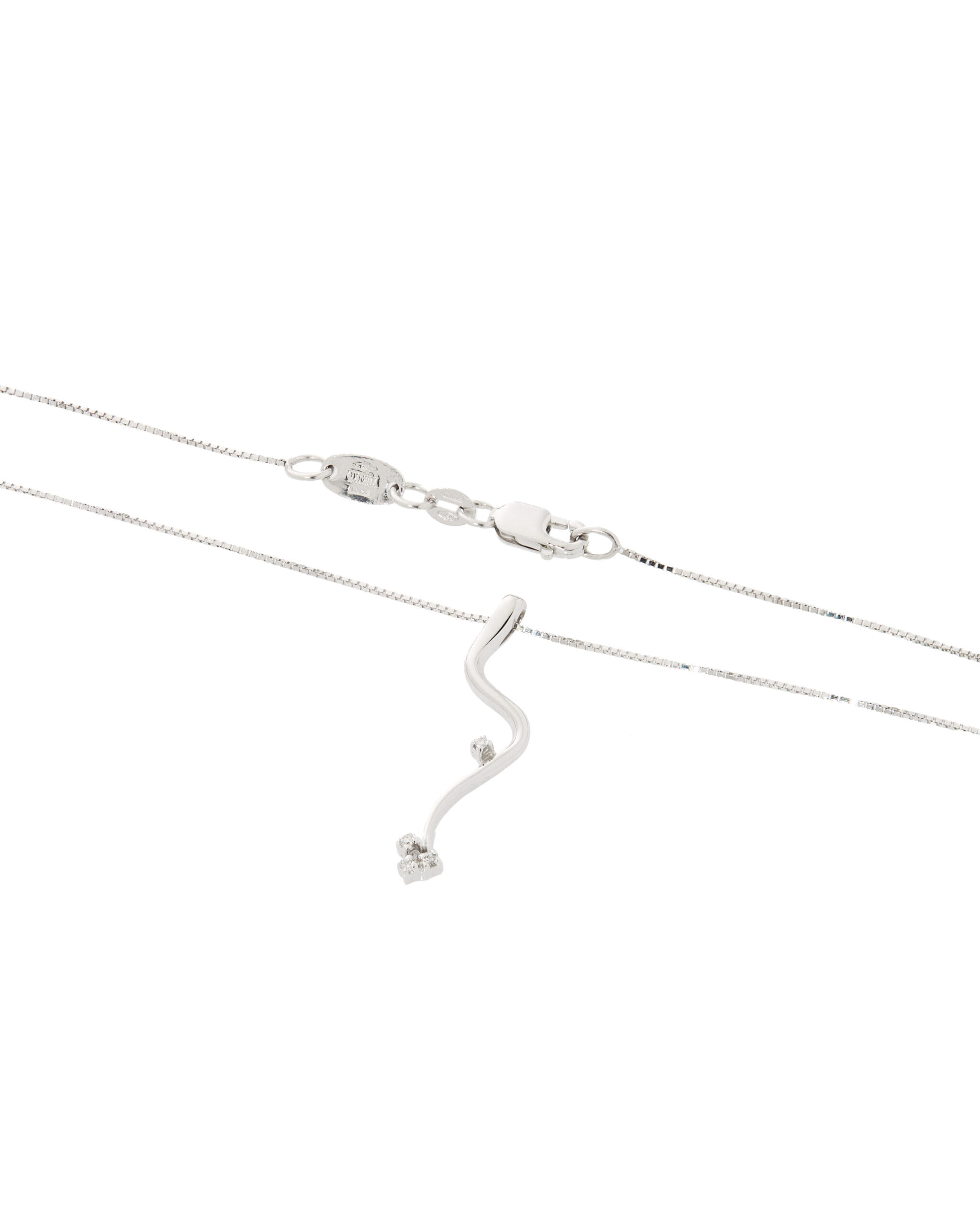 Catenina veneziana in oro bianco con ciondolo ondulato con diamanti-2