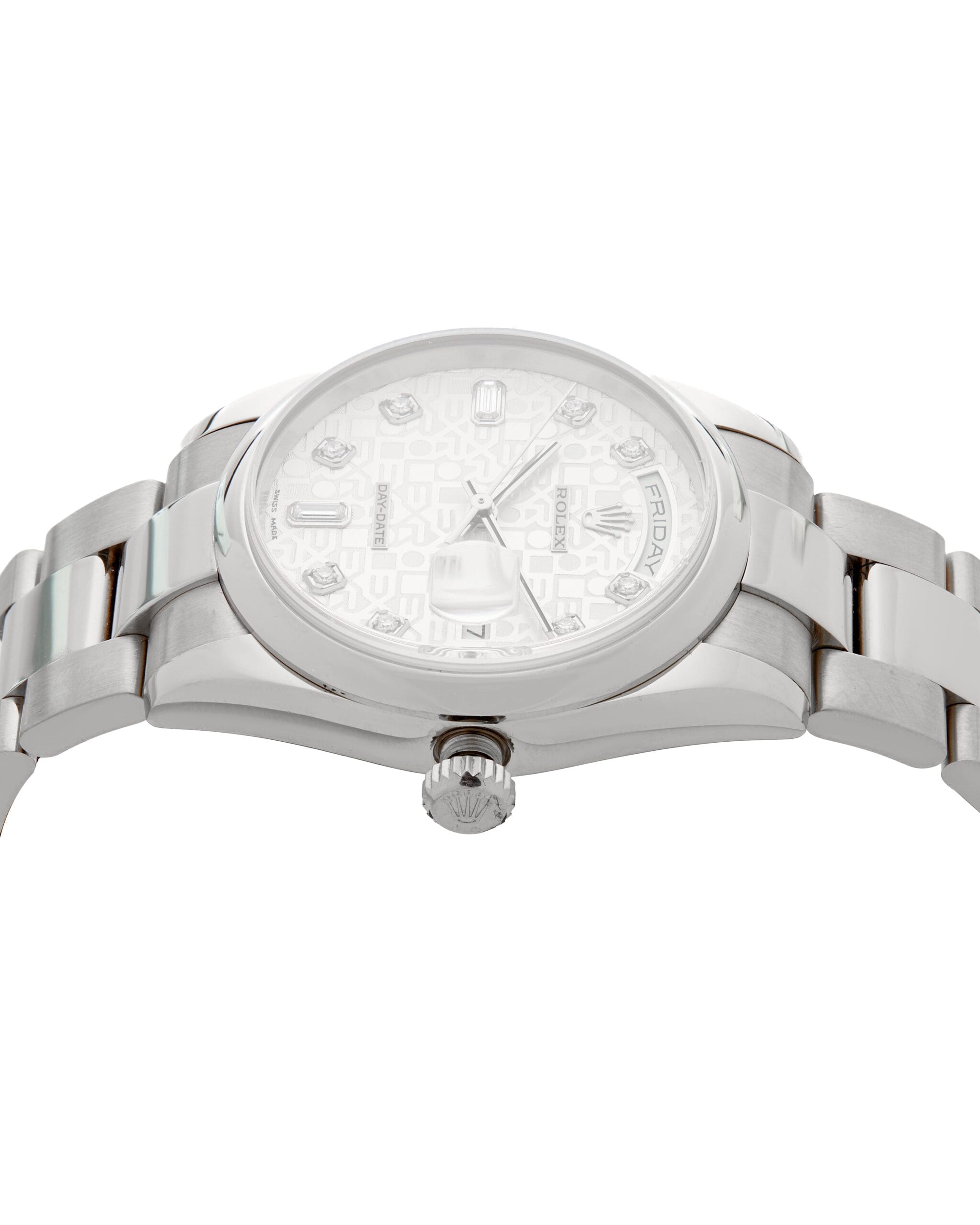 Oyster perpetual day date 36 18k white gold diamond dial 118209-4
