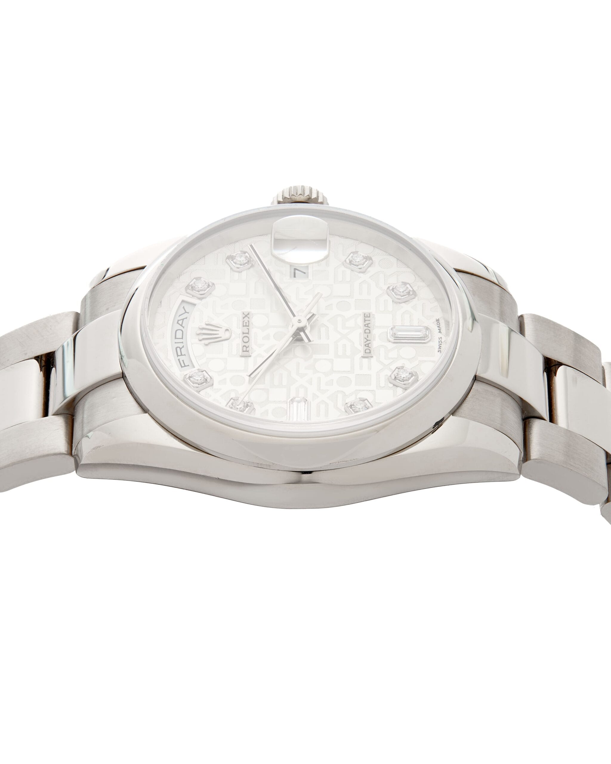 Oyster perpetual day date 36 18k white gold diamond dial 118209-3