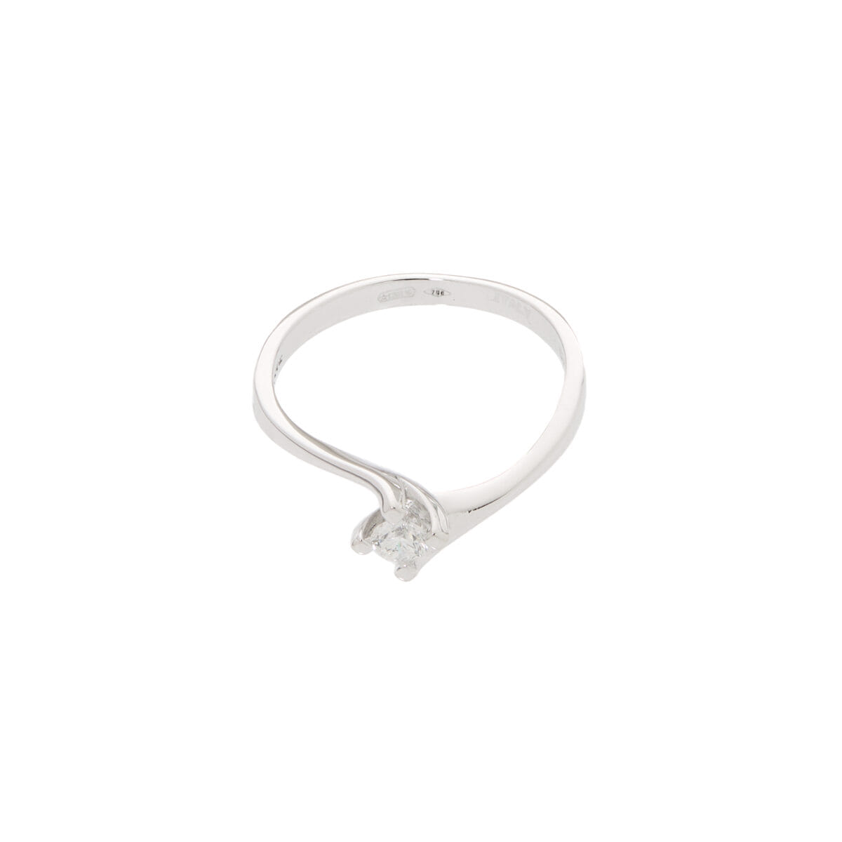 Anello solitario comete in oro bianco con diamante 0,13 ct-1