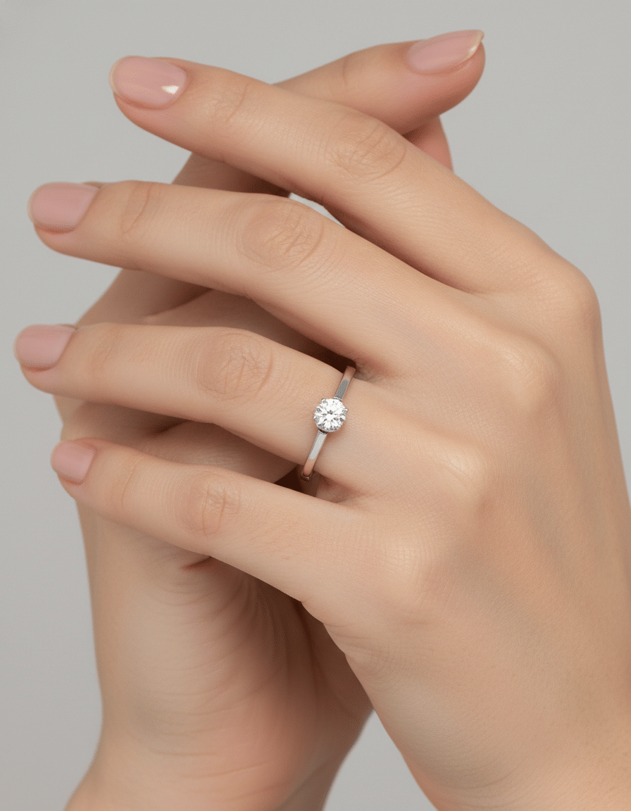 Anello solitario oro bianco con diamante 0,23 ct-4