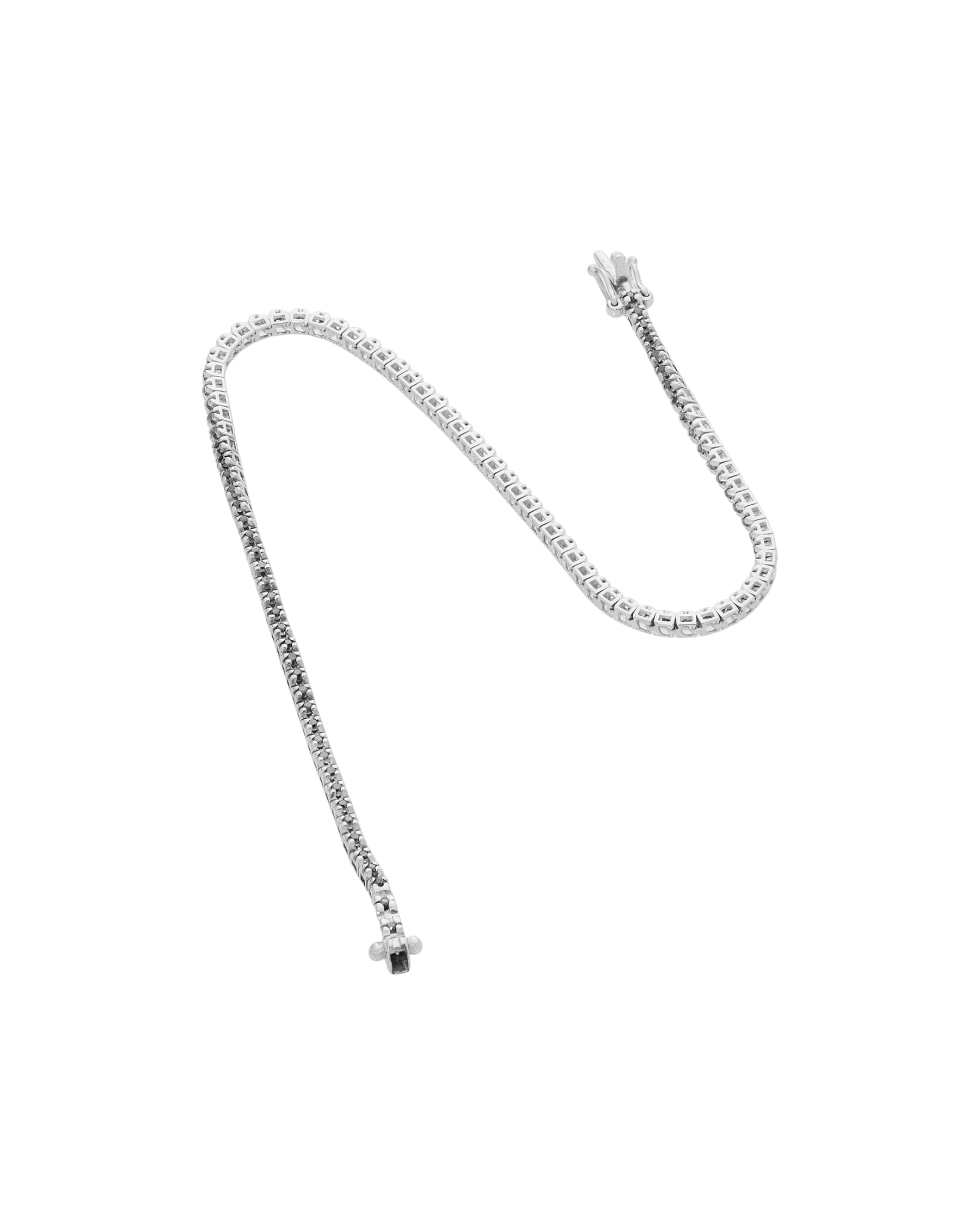 Bracciale tennis in oro bianco e diamanti neri 0,094 ct-2