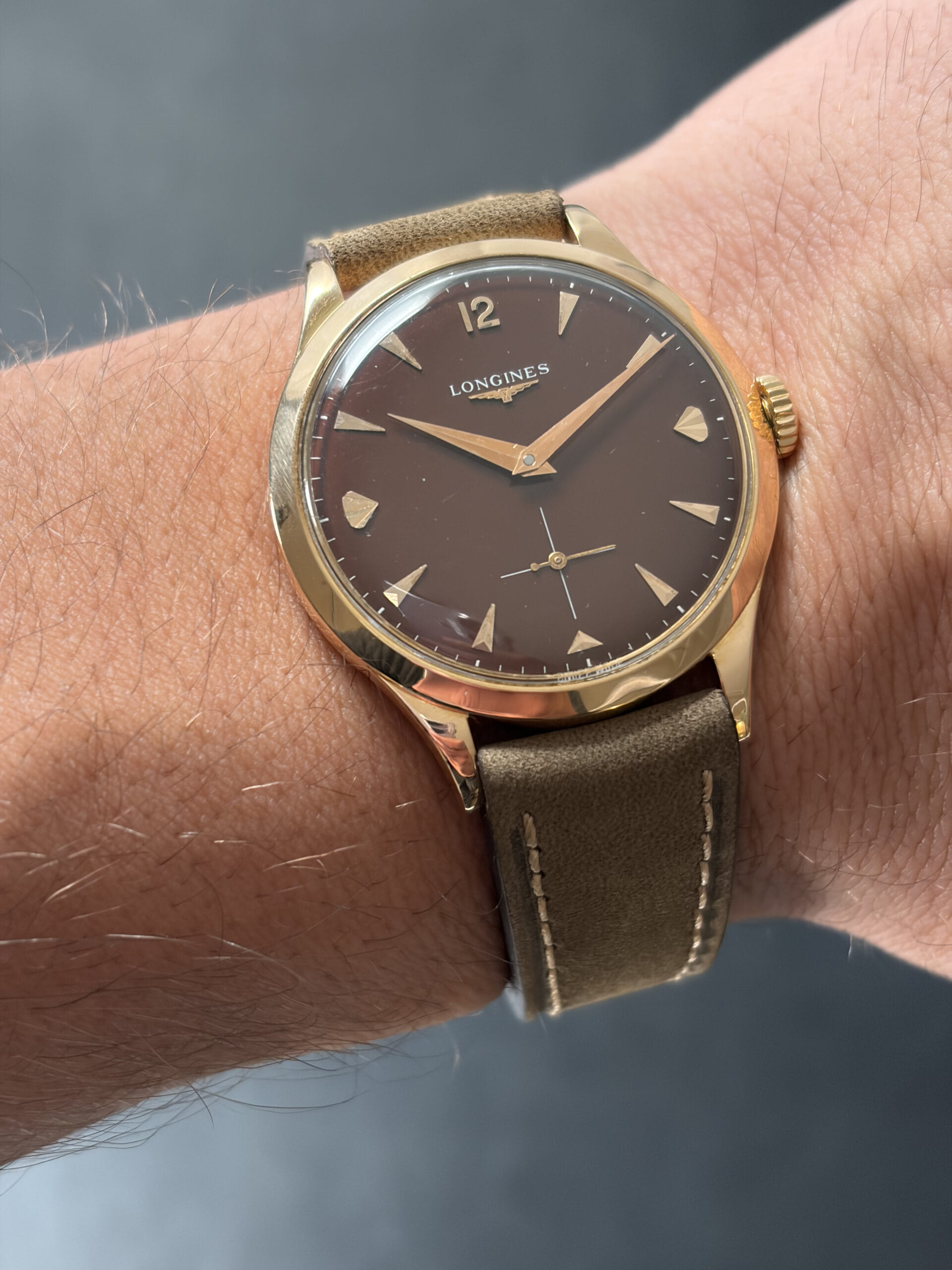 Longines rose gold brown dial 35 mm 23zs-8