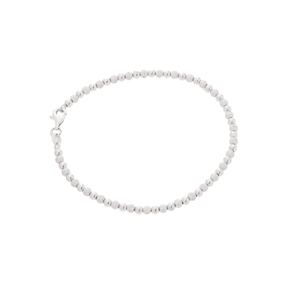 Bracciale a palline oro bianco lucido e brillantato-1