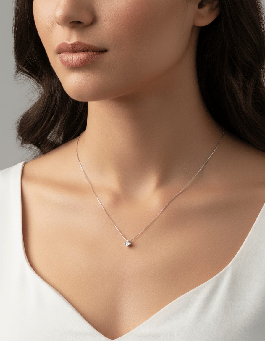 Collana punto luce in oro bianco e diamante 0,08ct-3