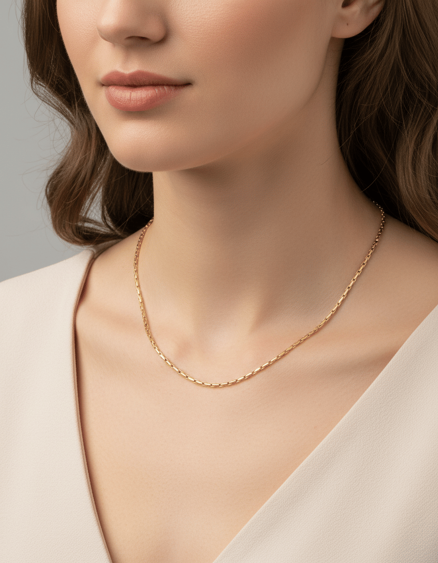 Collana maglia rettangolare piatta in oro giallo 18 kt-3