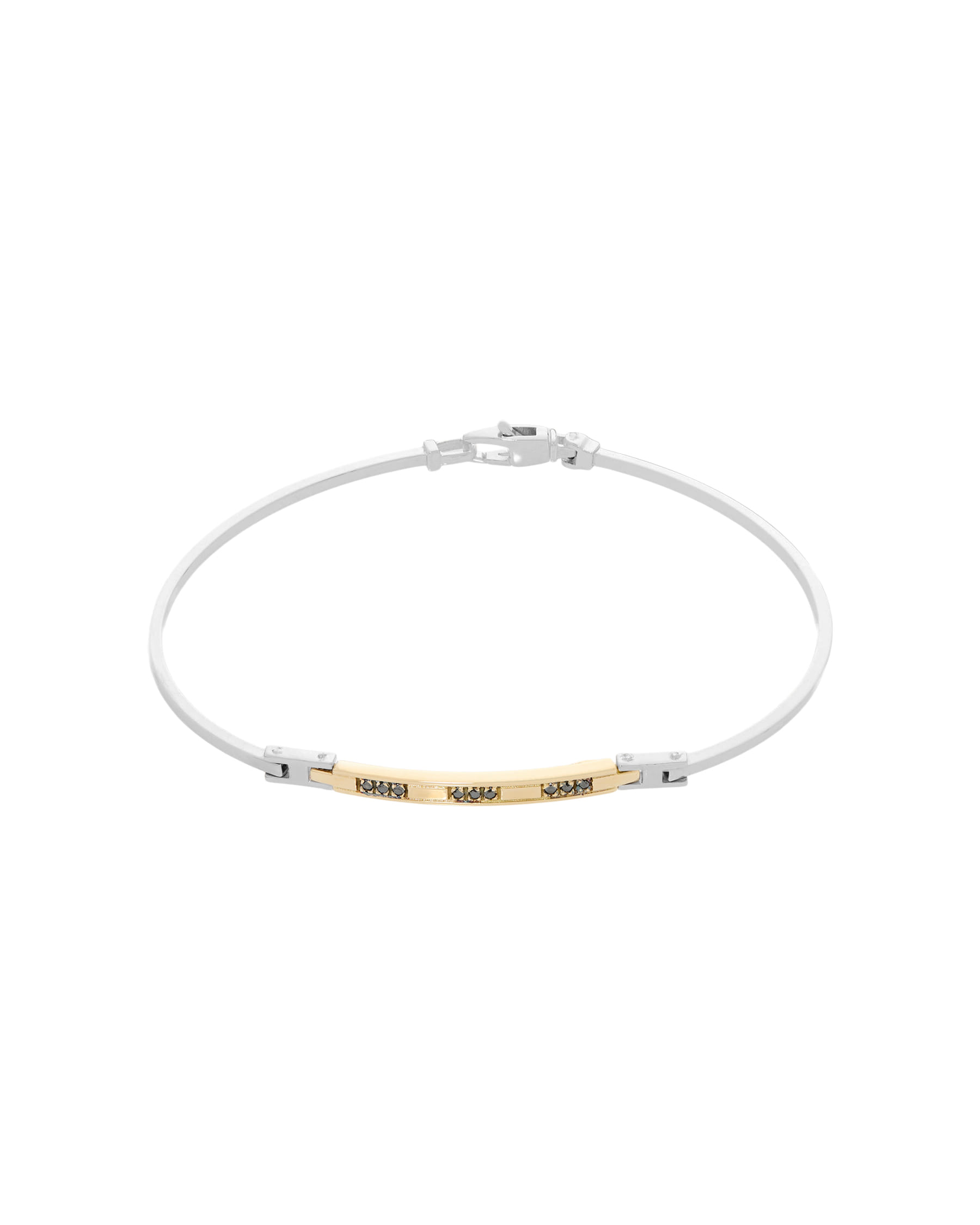 Bracciale rigido in oro bianco e oro giallo con diamanti neri-1