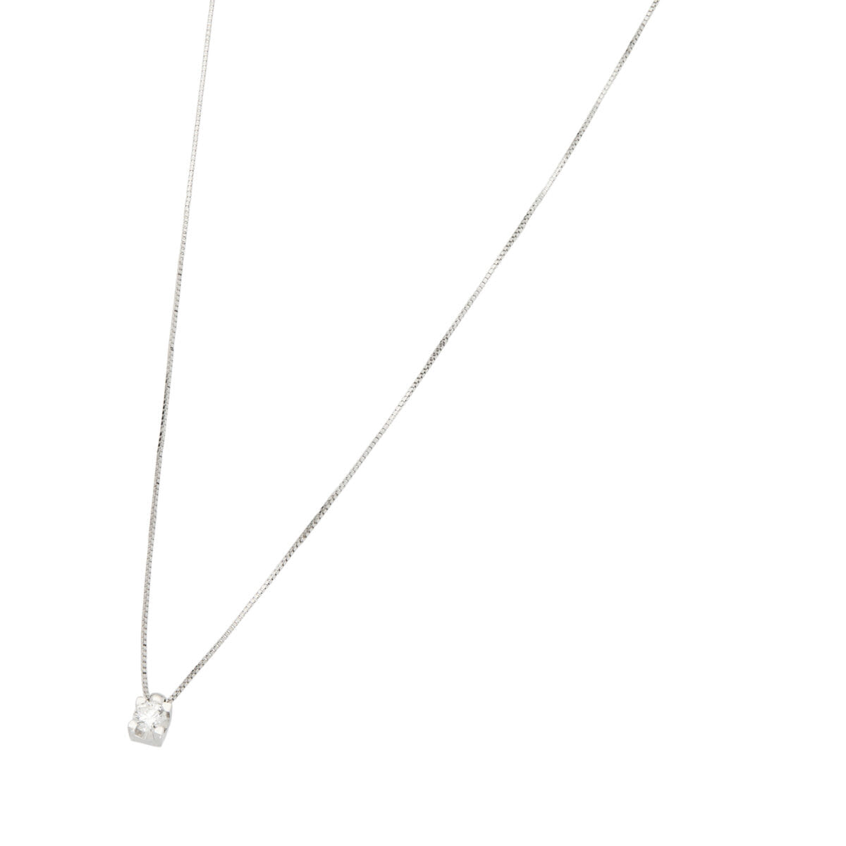 Catenina punto luce in oro bianco con diamante da 0,09 ct-1