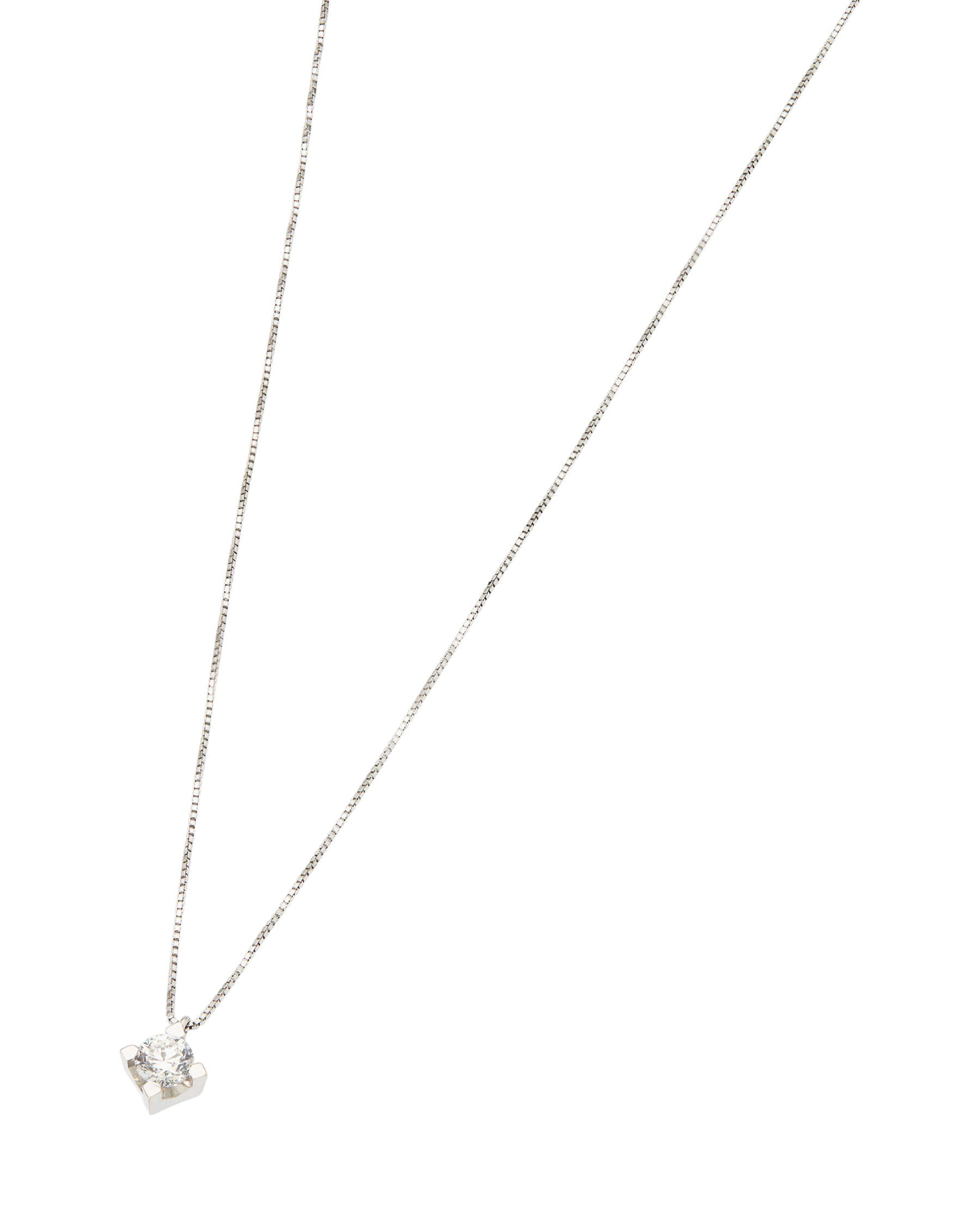 Catenina punto luce in oro bianco con diamante da 0,26 ct-1