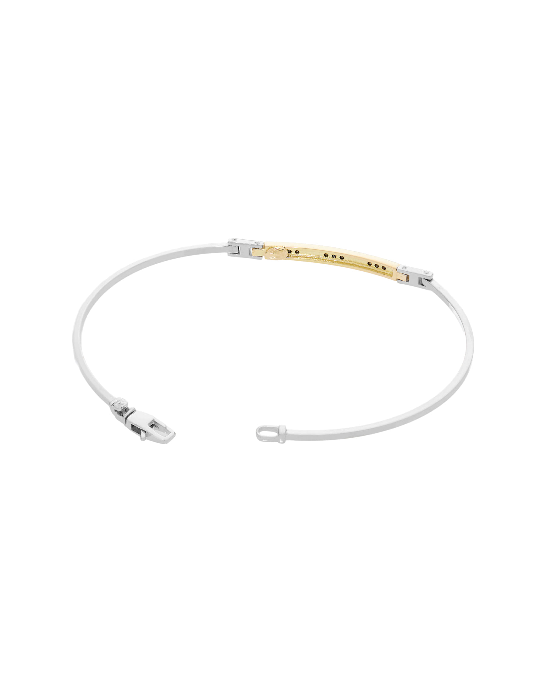 Bracciale rigido in oro bianco e oro giallo con diamanti neri-2