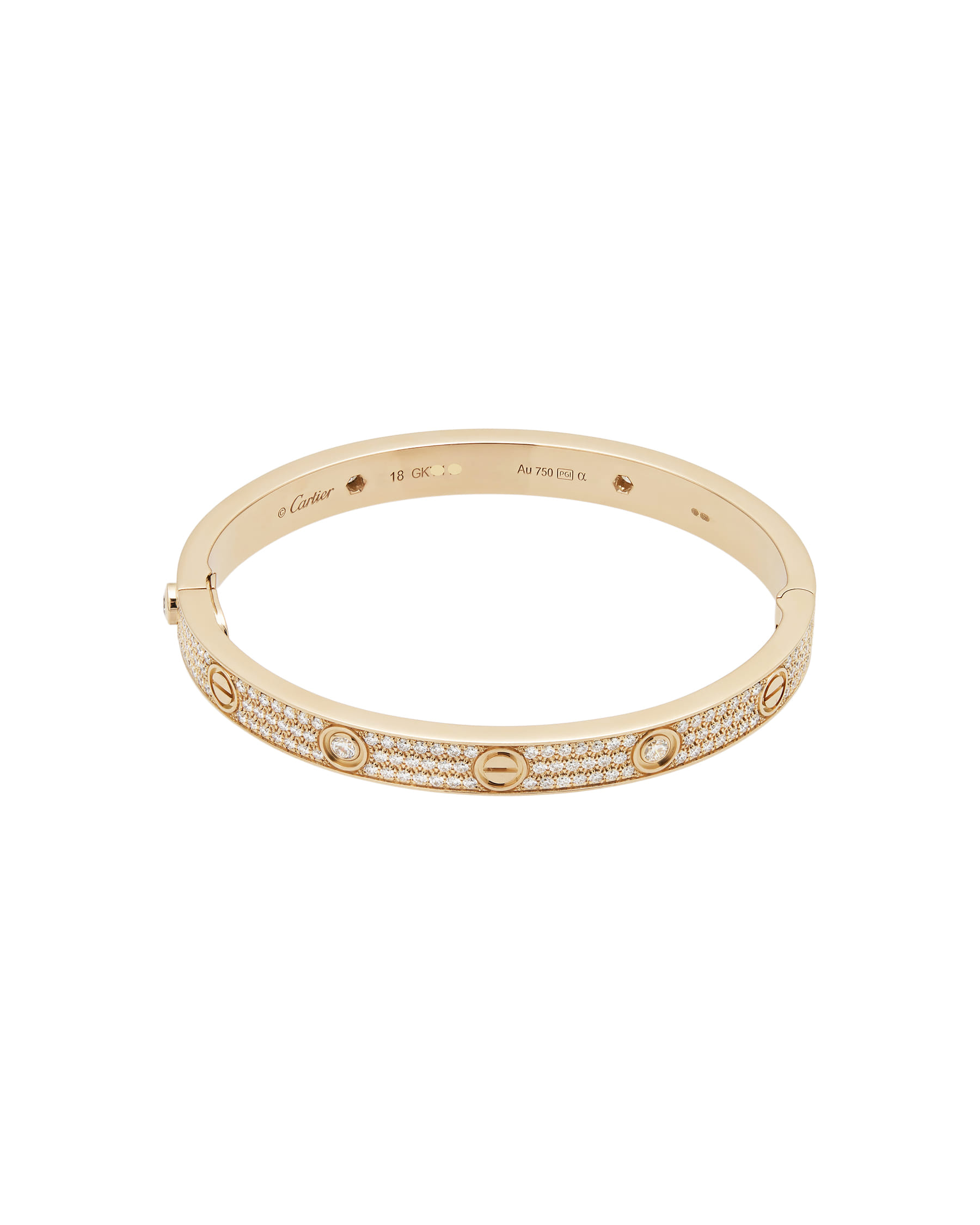 Bracciale love in oro rosa modello classico in oro rosa con pave’-2