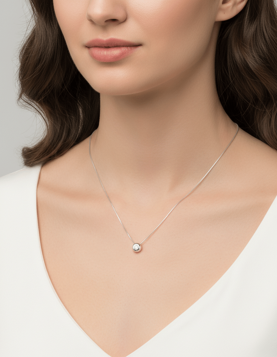 Catenina punto luce cipollino in oro bianco con diamante 0,08 ct-3