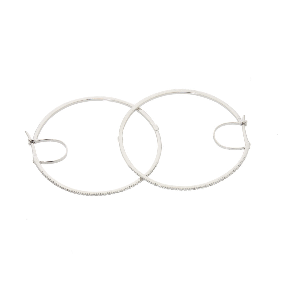 Orecchini cerchio grandi oro bianco e diamanti-1