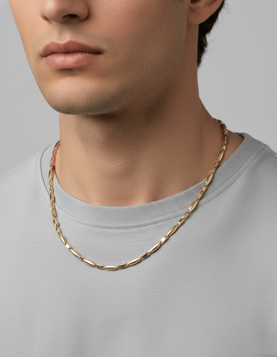 Collana chicchi di riso 1 piu 1 in oro giallo 18 kt-3