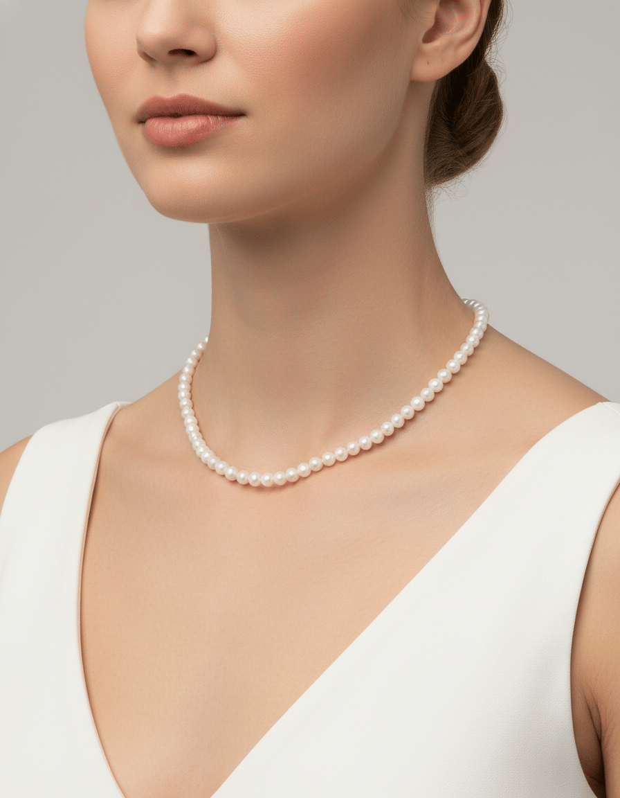 Collana di perle 6 mm con chiusura in oro giallo-3