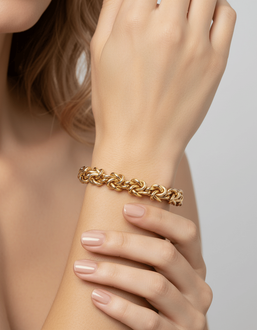 Bracciale in oro rosso a maglie intrecciate-3