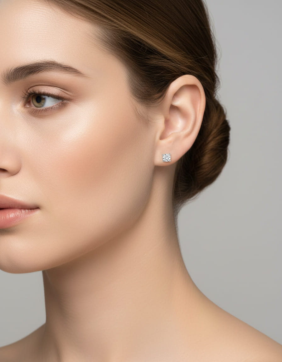 Orecchino punto luce singolo in oro bianco e diamante 0,38 ct-3