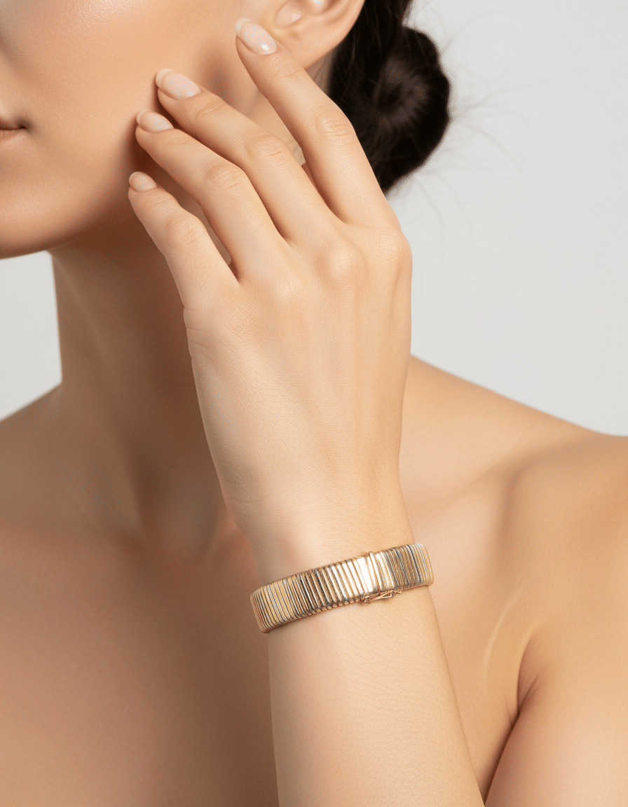 Bracciale tubogas oro giallo, oro bianco e oro rosa-3