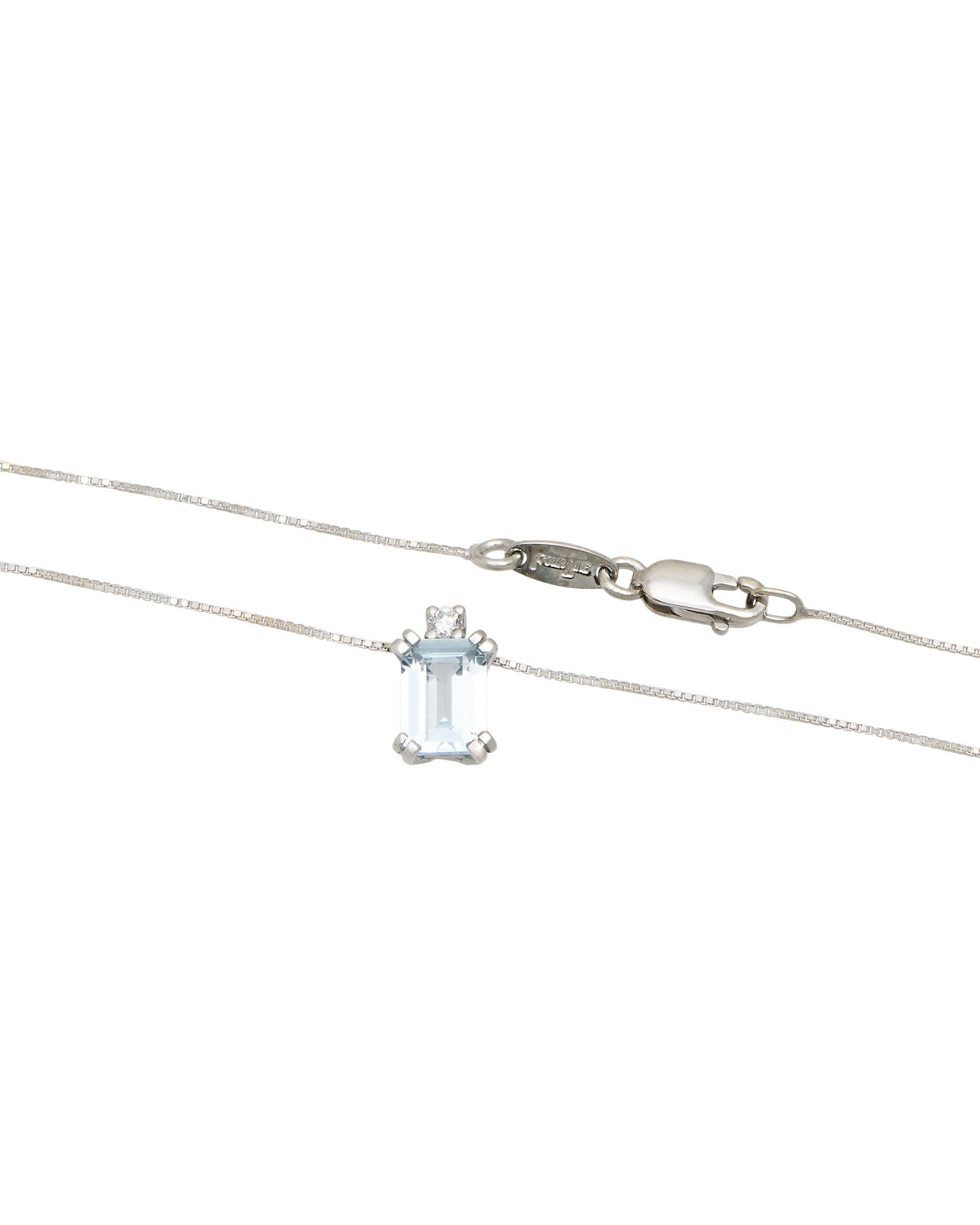 Catenina con ciondolo acquamarina e diamante in oro bianco-2