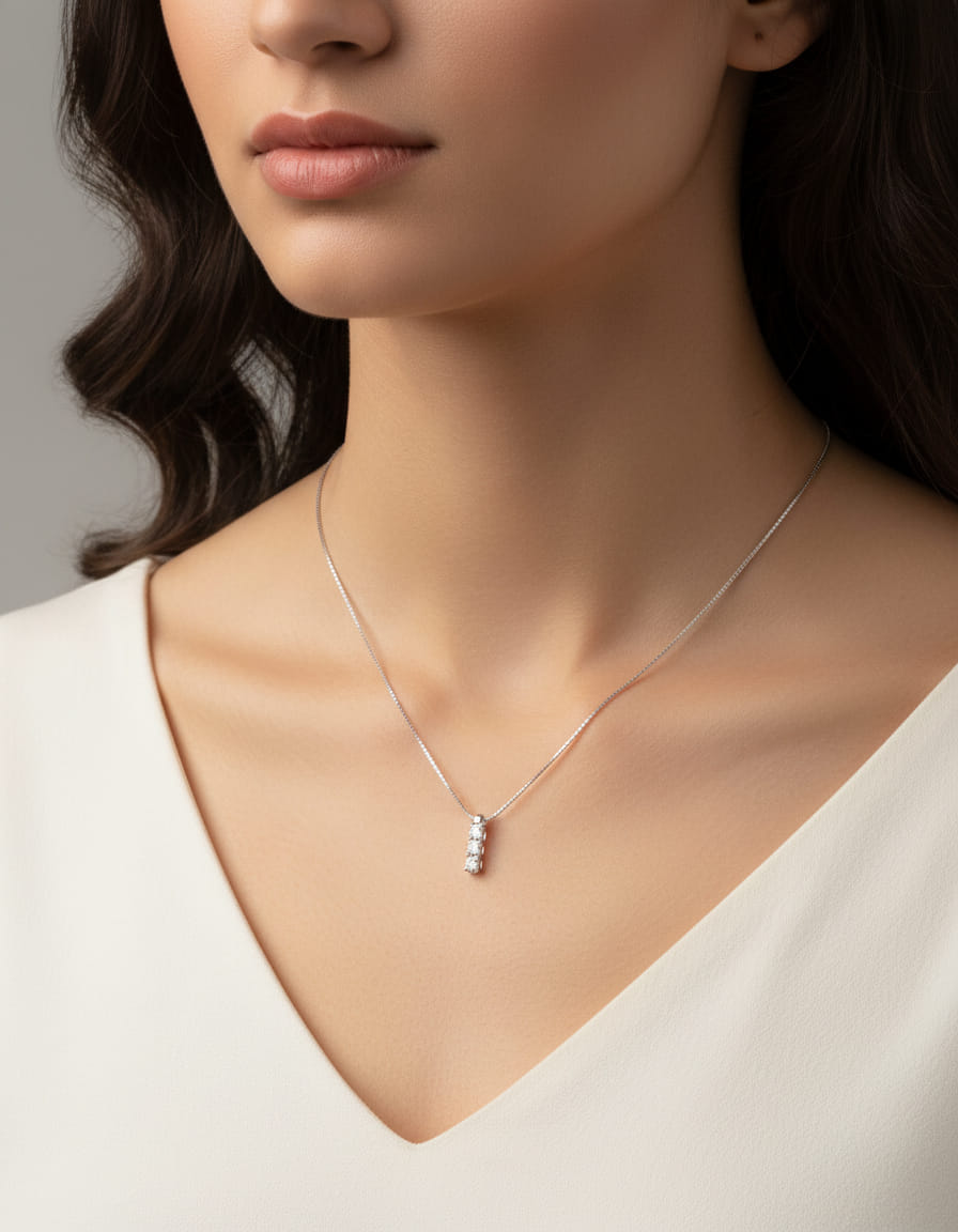 Catenina alfieri con ciondolo punto luce trilogy 0,30 ct-3