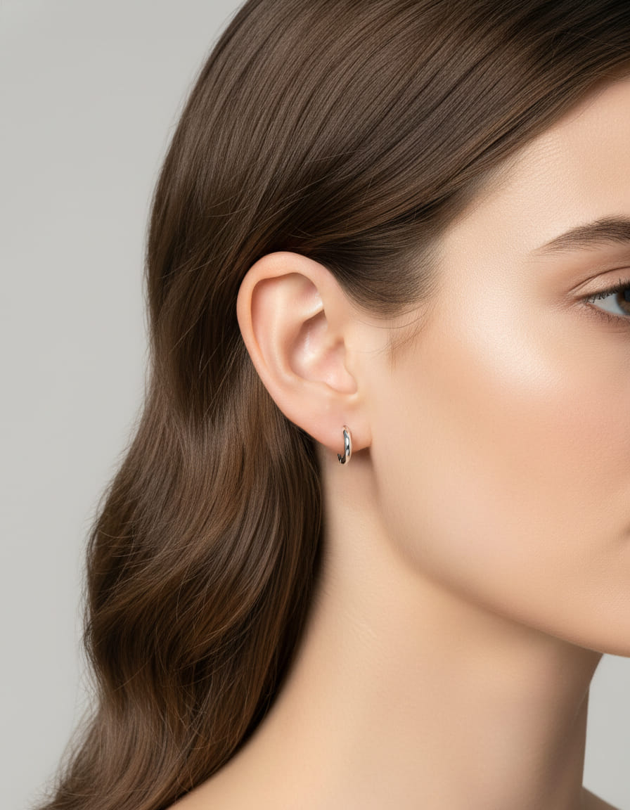 Orecchini cerchietto in oro bianco 12 mm-3