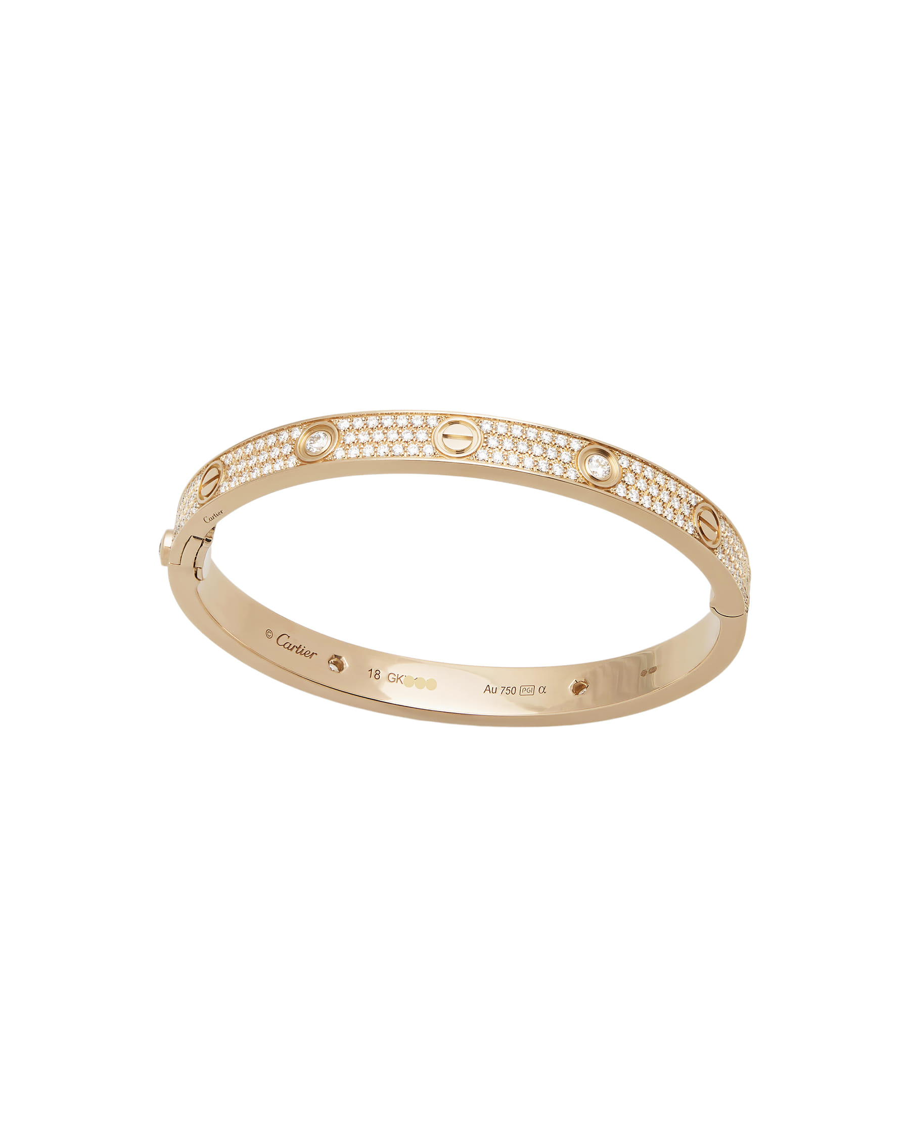 Bracciale love in oro rosa modello classico in oro rosa con pave’-1