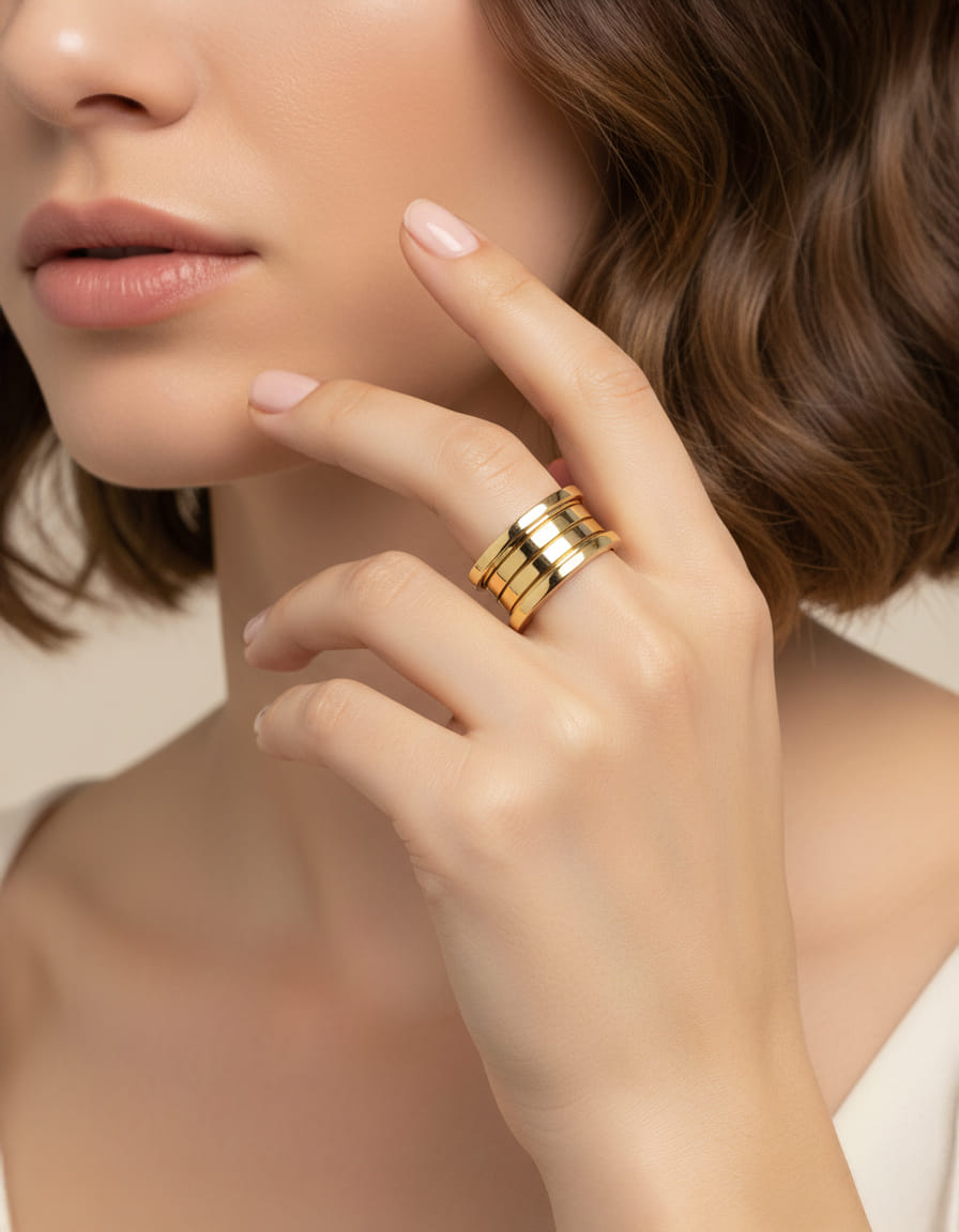 Anello bulgari bzero 4 fasce in oro giallo-3