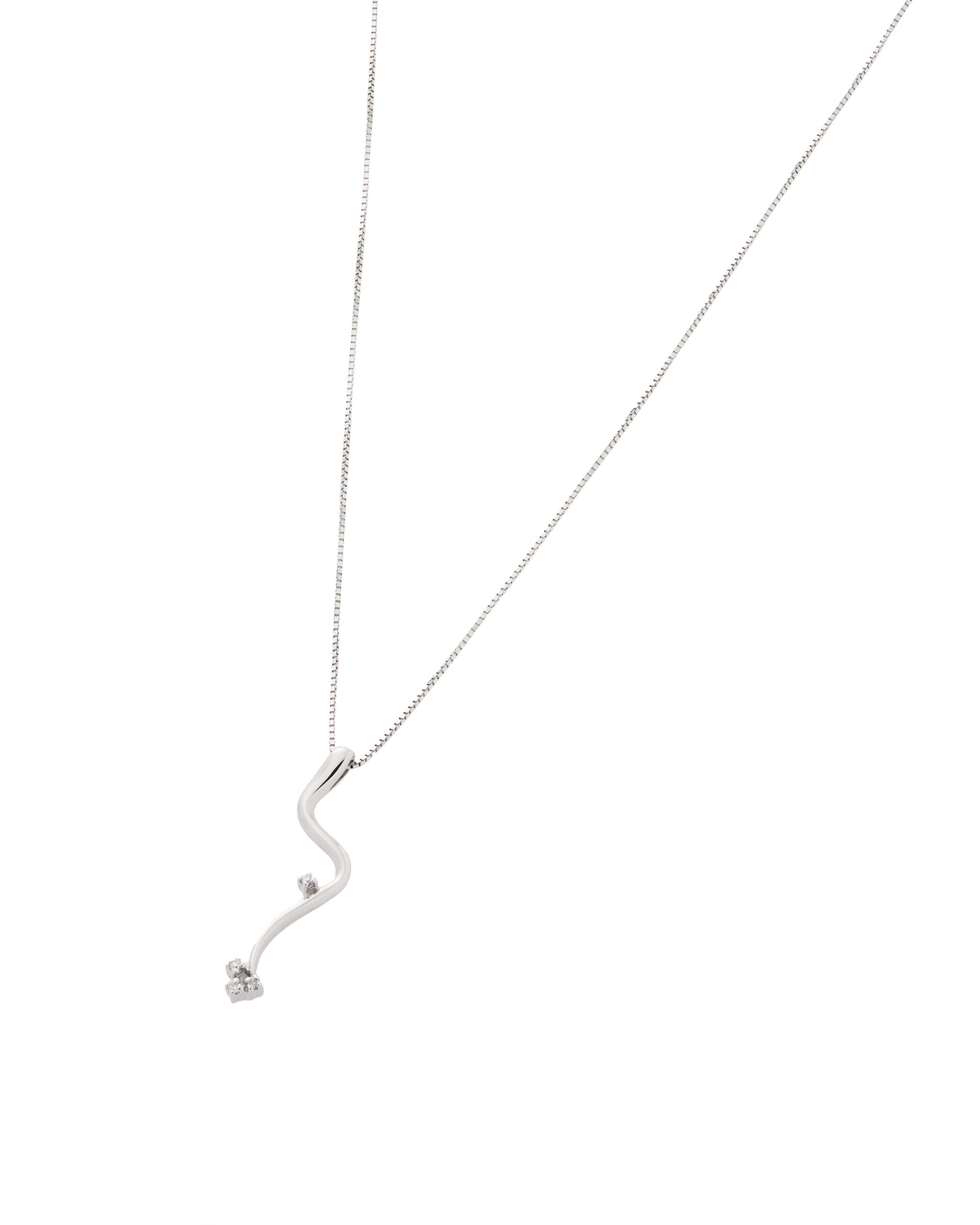 Catenina veneziana in oro bianco con ciondolo ondulato con diamanti-1