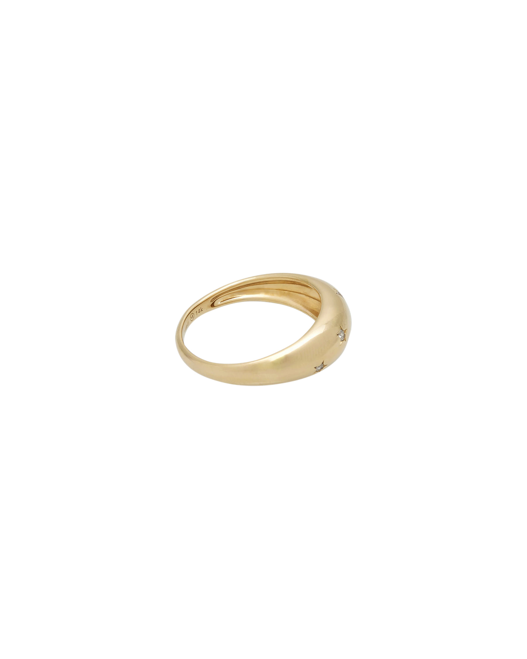 Anello fascia in oro 14 kt con 5 diamanti intarsio a stella-2