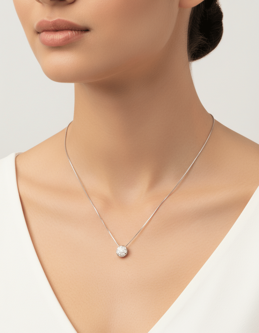 Catenina punto luce magic fiore in oro bianco e diamanti-3