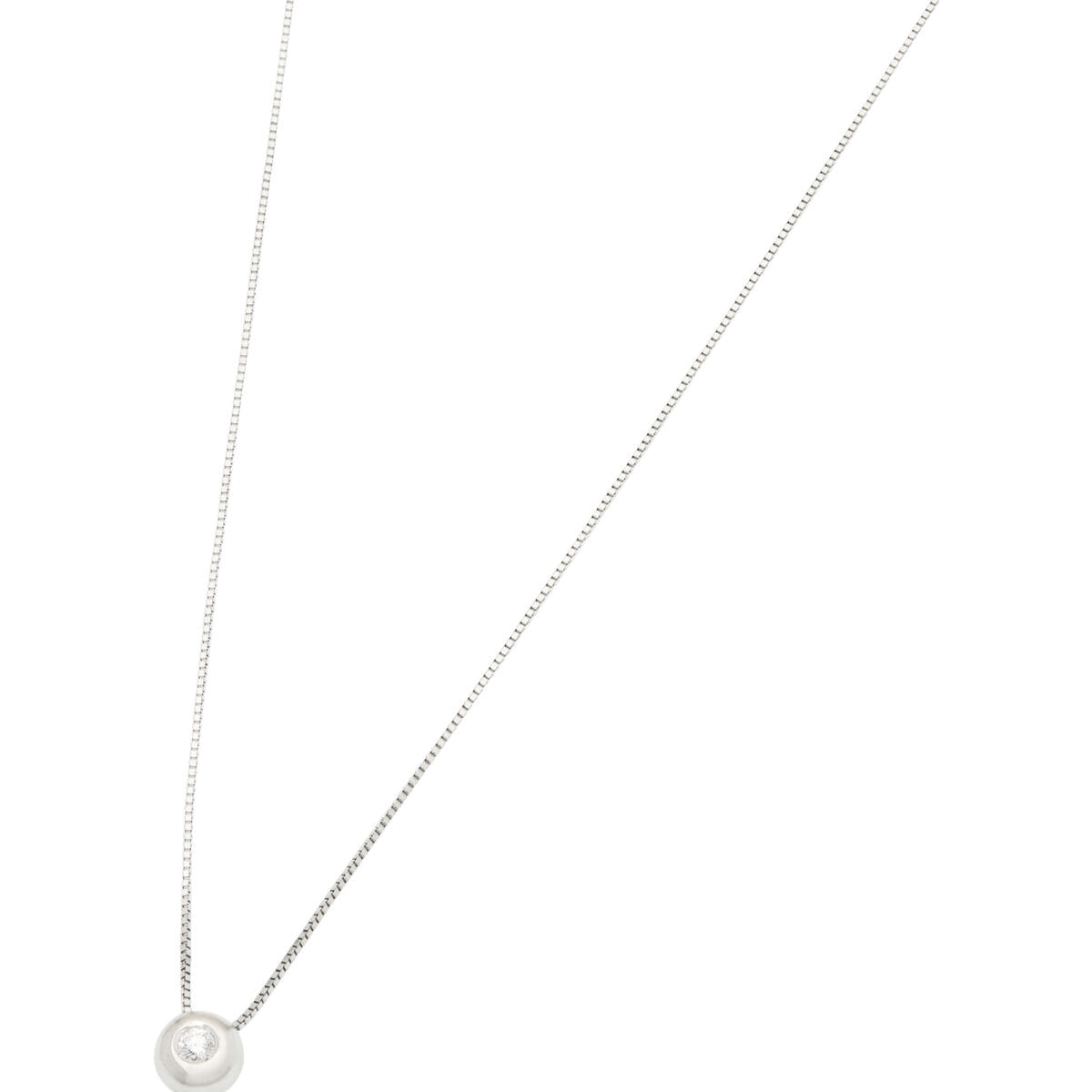 Catenina punto luce cipollino in oro bianco con diamante 0,08 ct-1